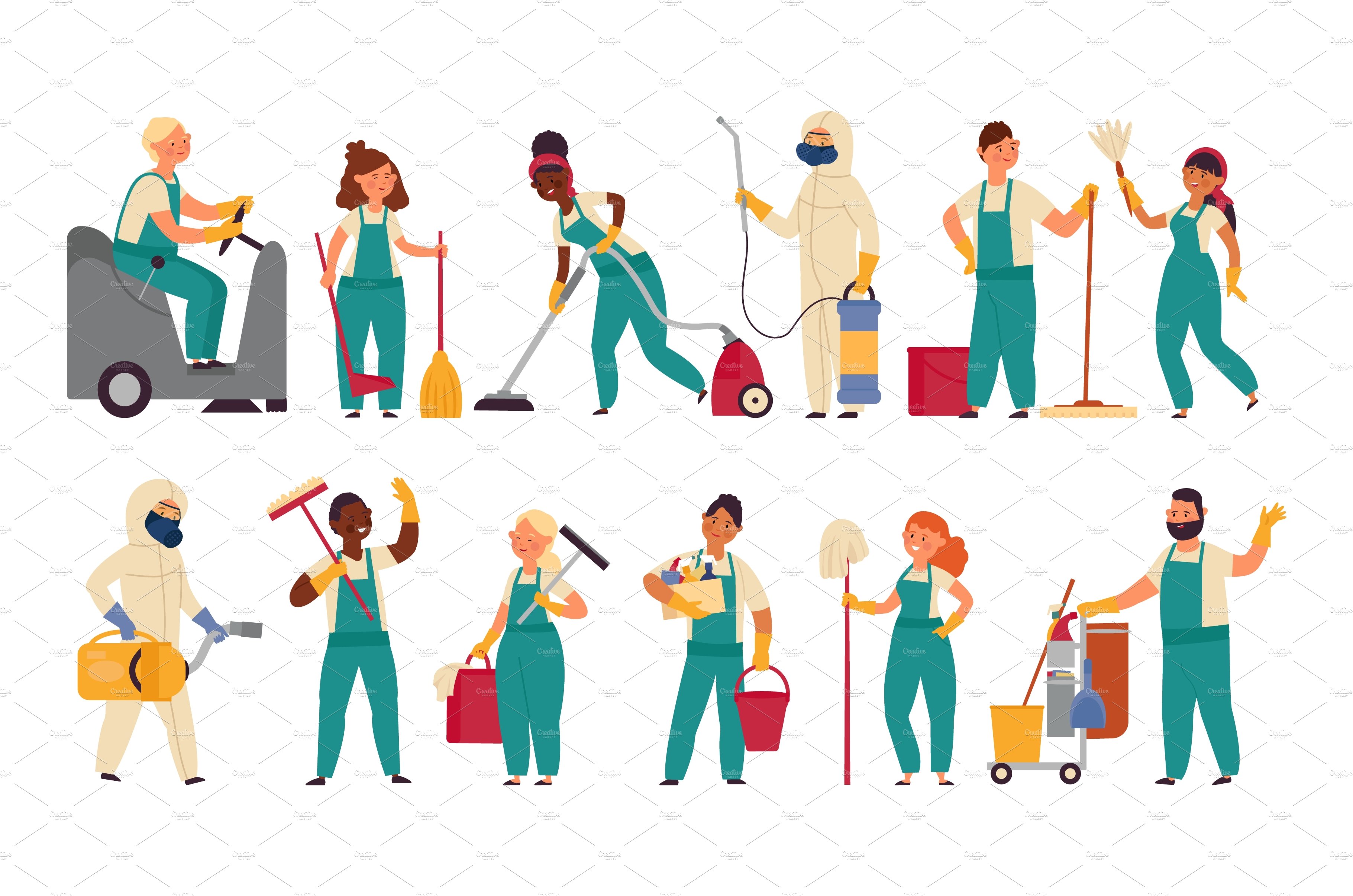 Cleaner workers. Housework girl cover image.