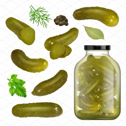 Pickled cucumbers. Sliced gourmet cover image.