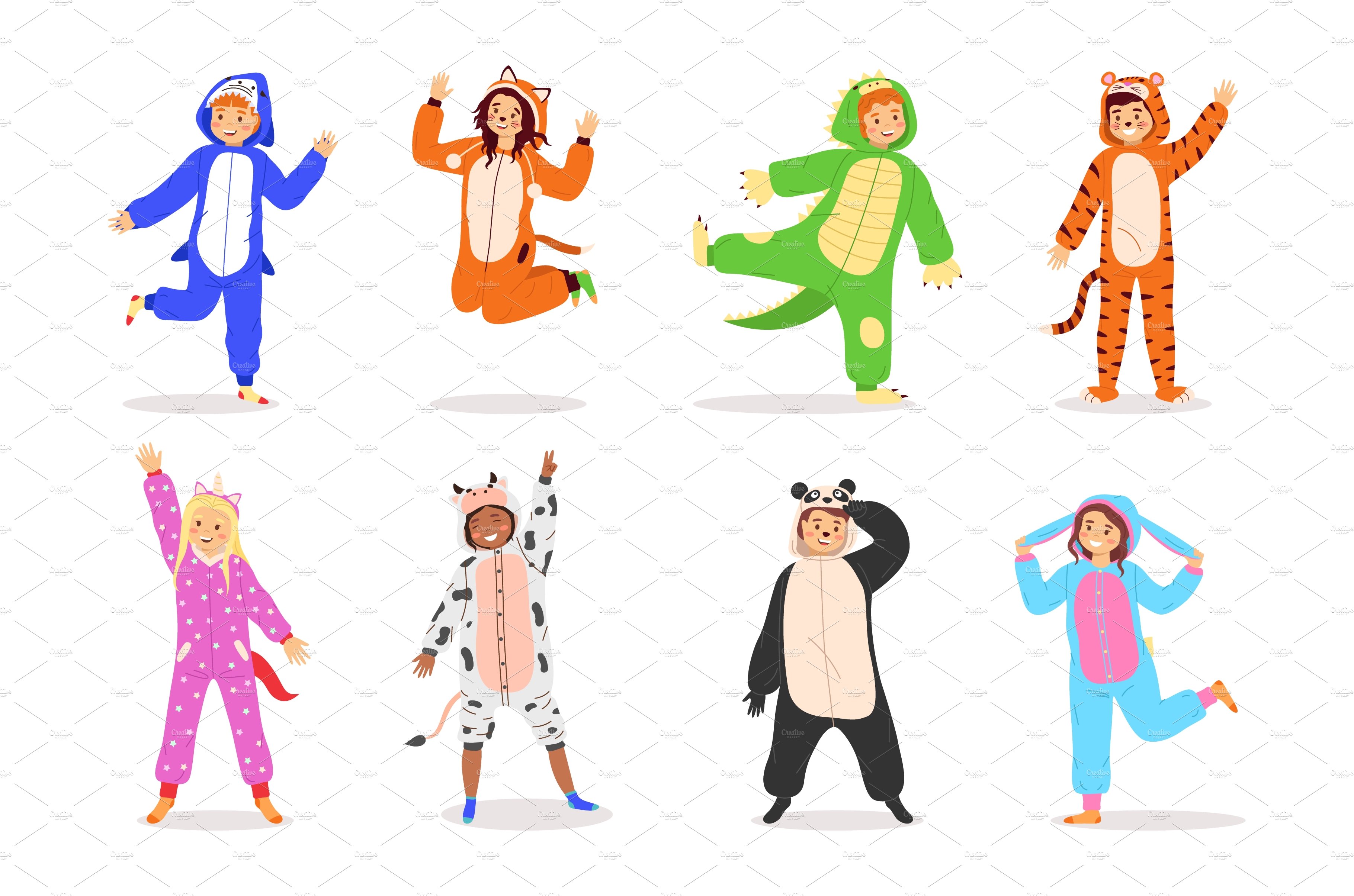 Kids animal dress. Cartoon children cover image.
