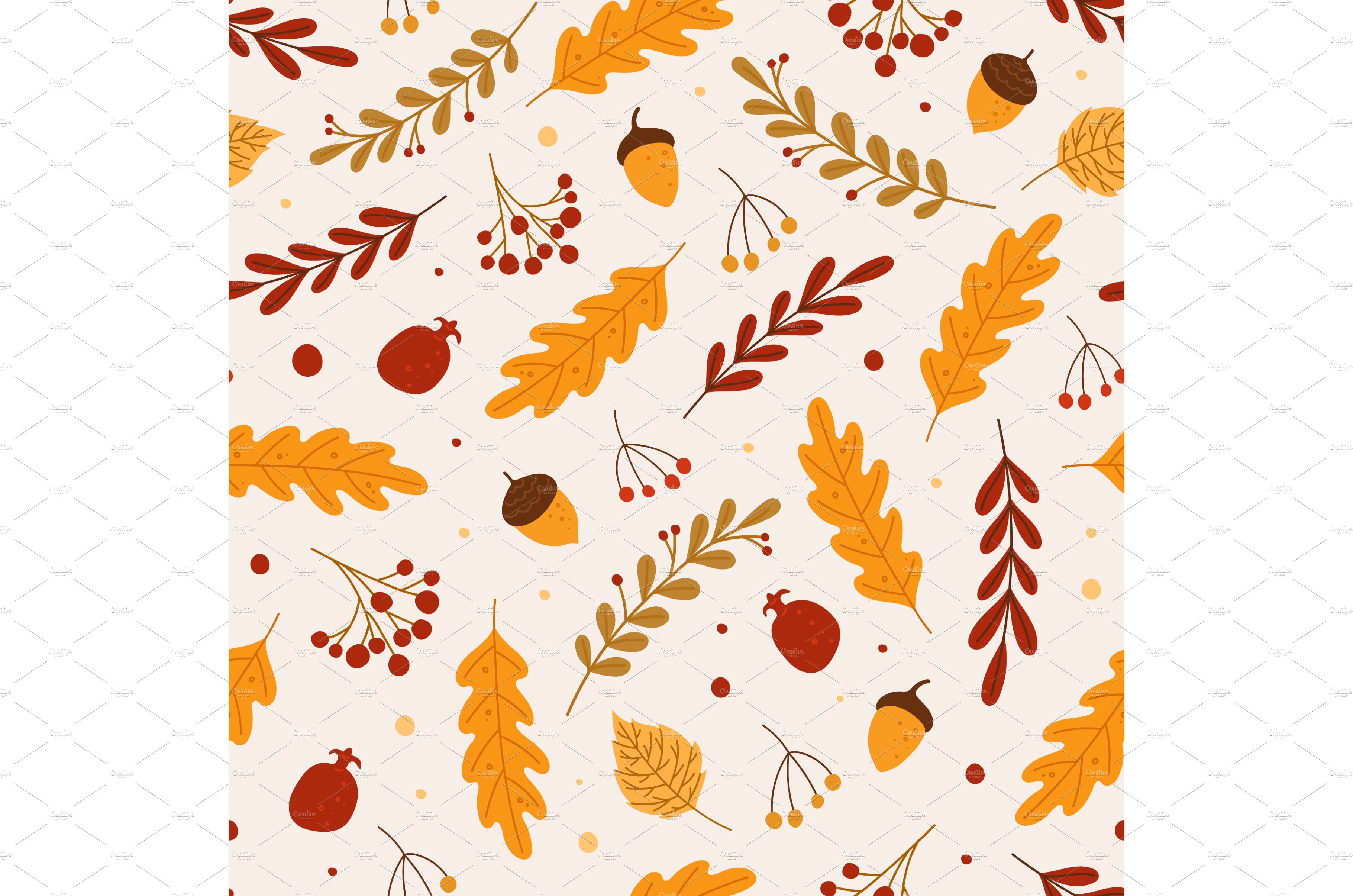 Autumn seamless pattern. Red or cover image.