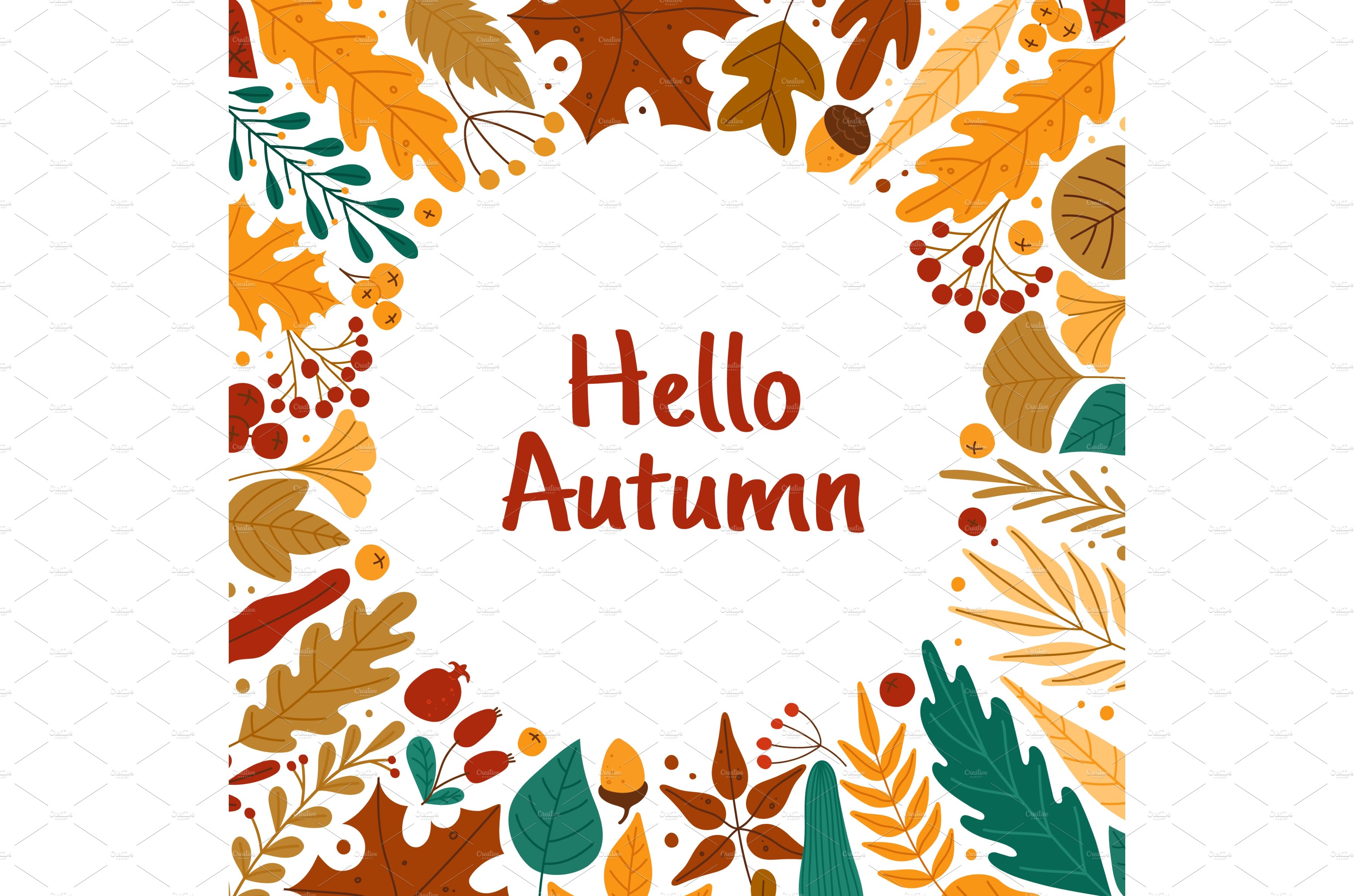 Autumn leaves frame. Hello autumn cover image.