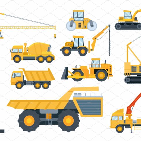 Construction heavy equipment. Crane cover image.