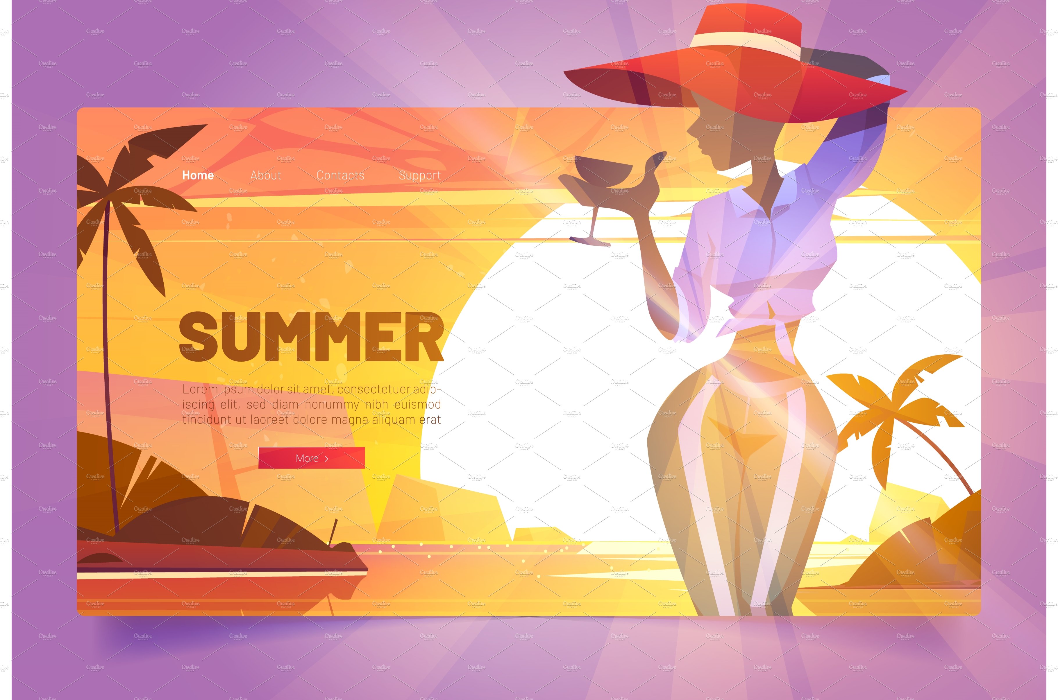 Summer banner with silhouette of cover image.