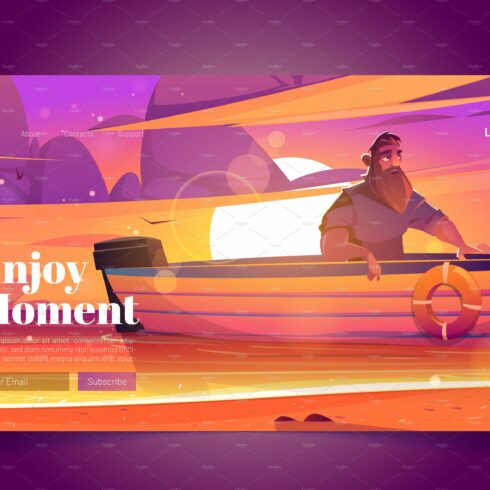 Enjoy moment banner with man in boat cover image.