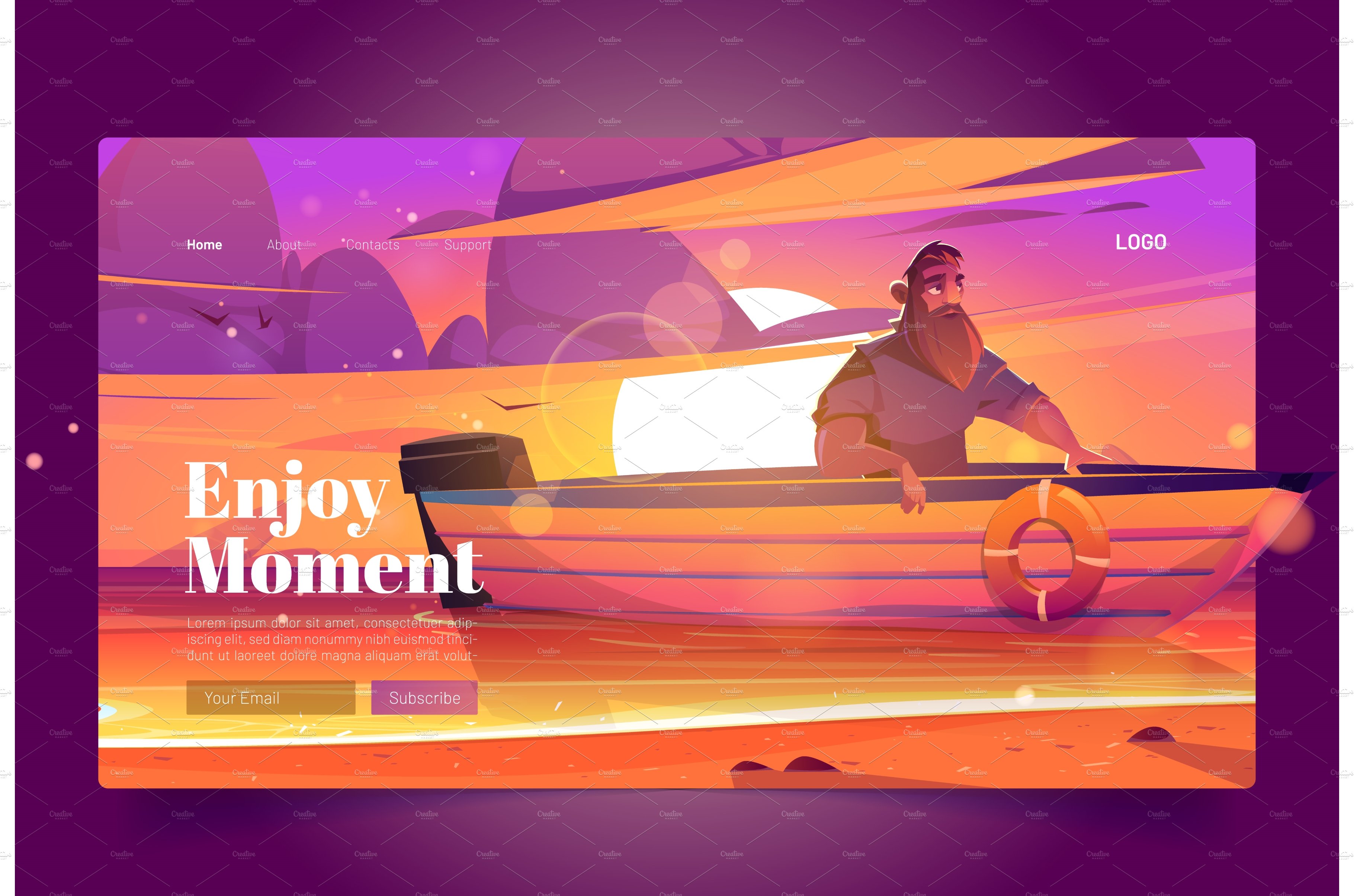 Enjoy moment banner with man in boat cover image.