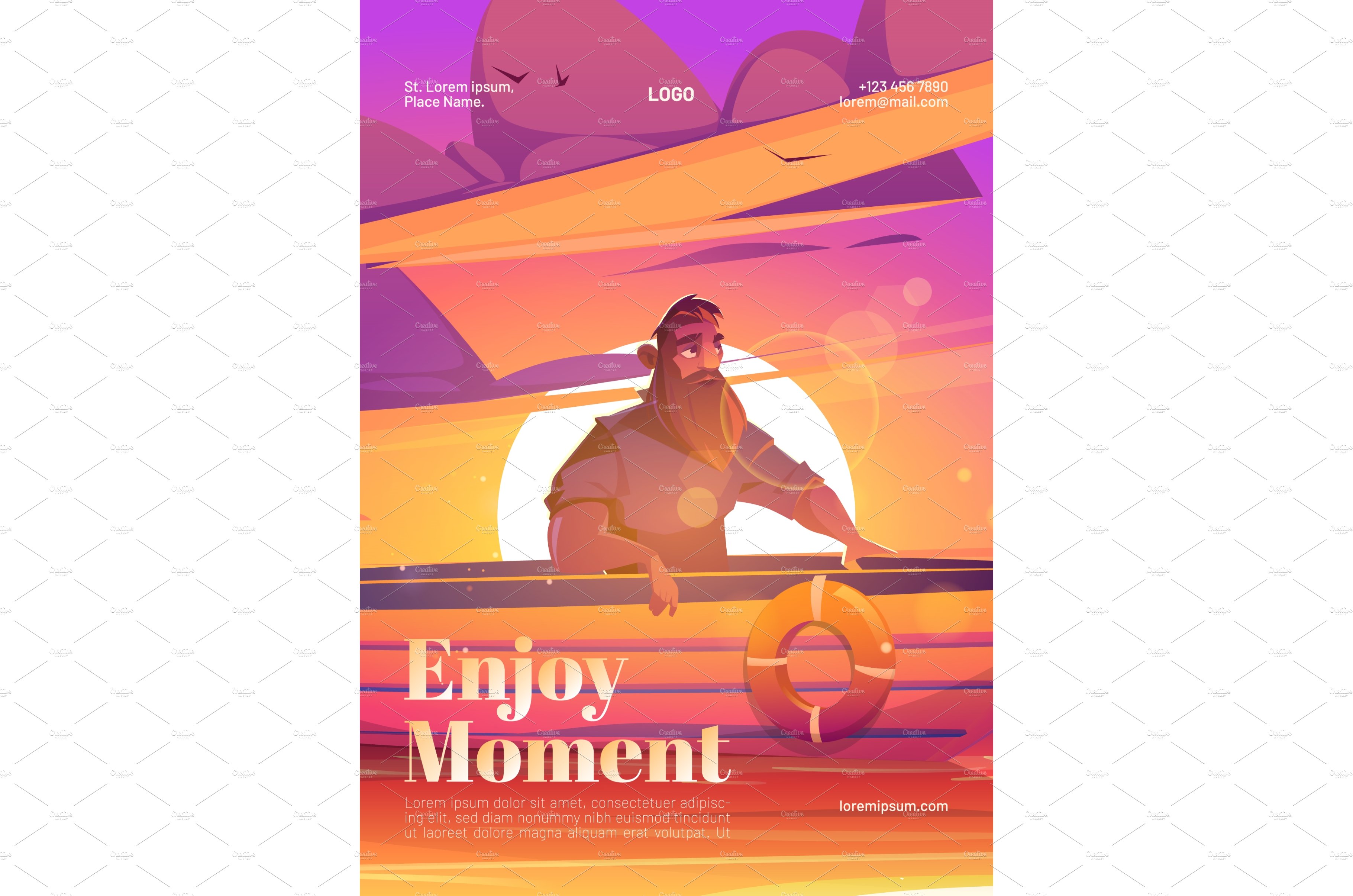 Enjoy moment poster with man in boat cover image.