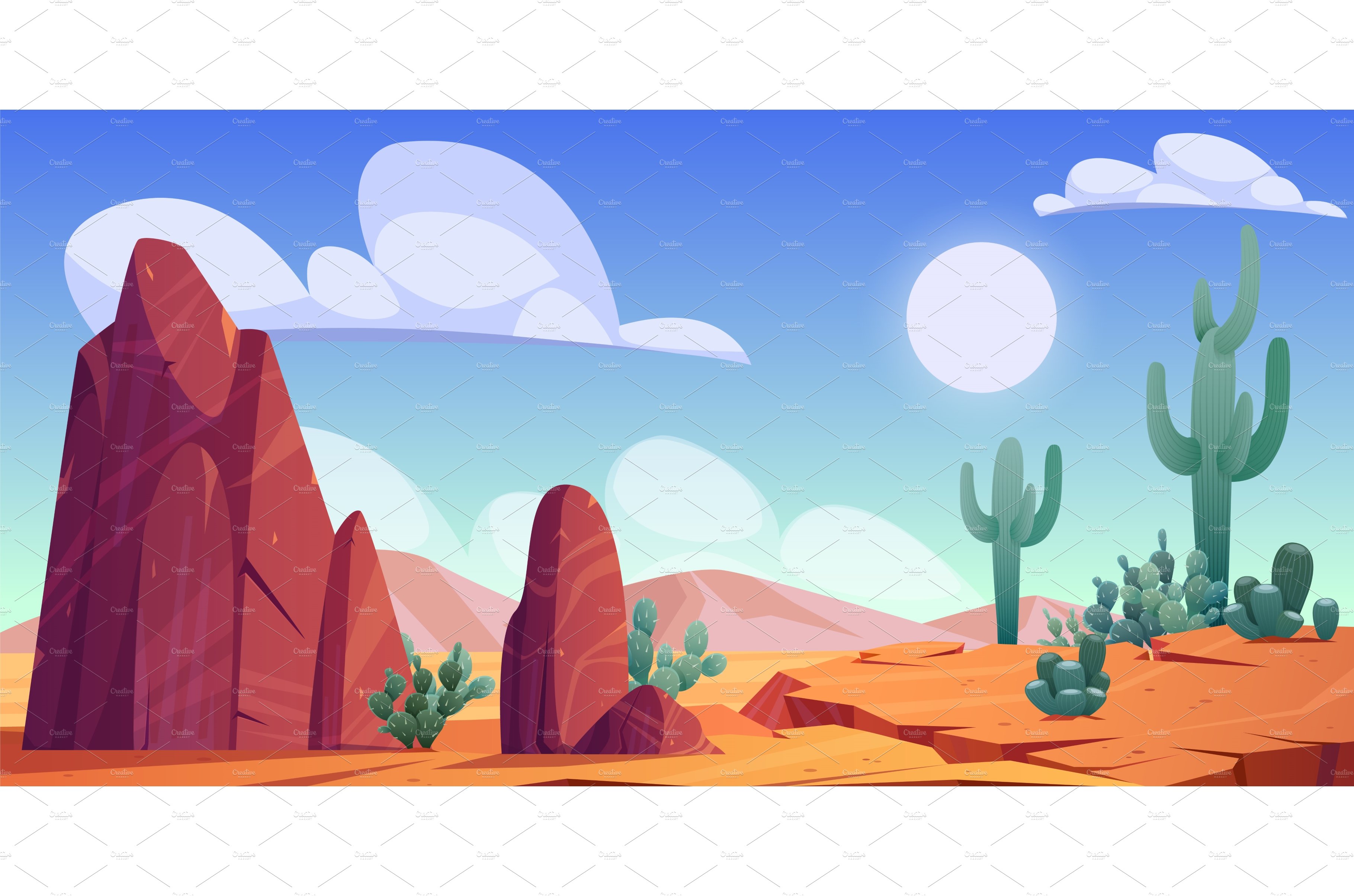 Desert landscape with rocks and cover image.