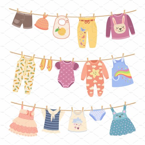 Kids clothes on ropes with cover image.