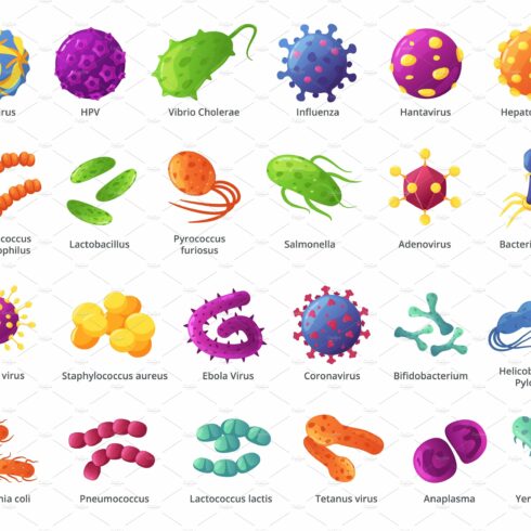 Cartoon microbe. Biological cover image.