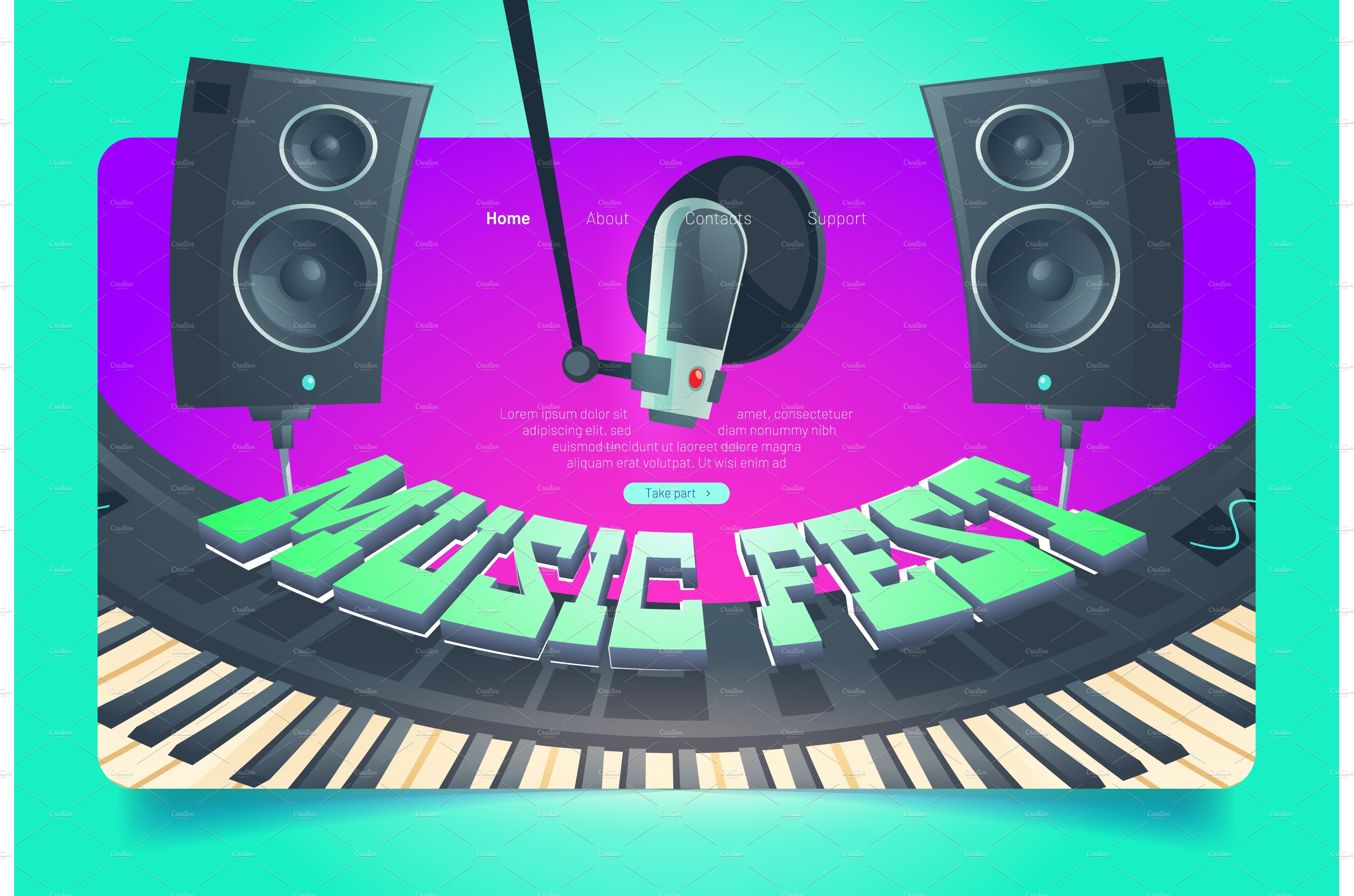 Music fest, live musical concert cover image.