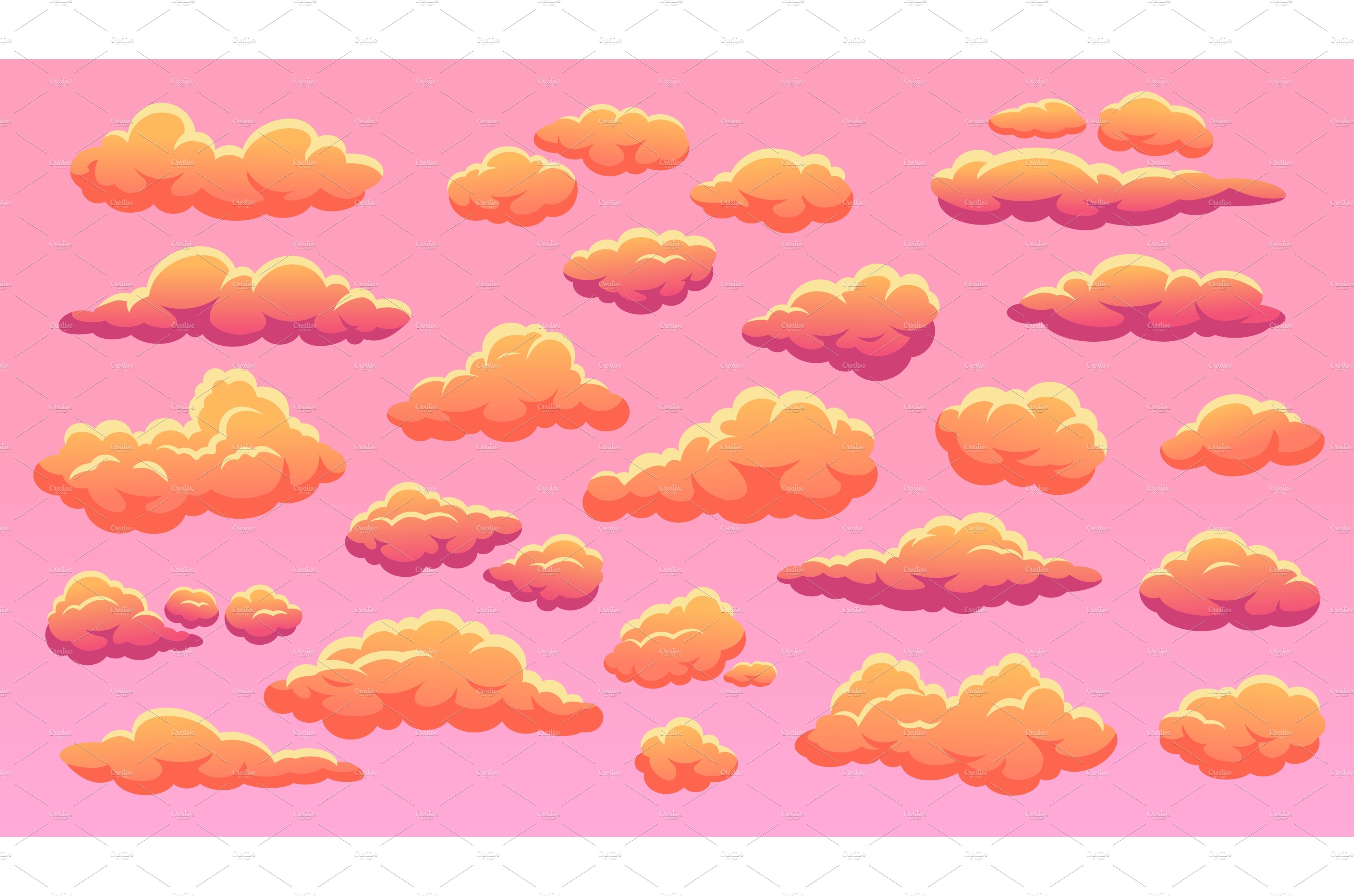 Cartoon sunset cloud, fluffy orange cover image.