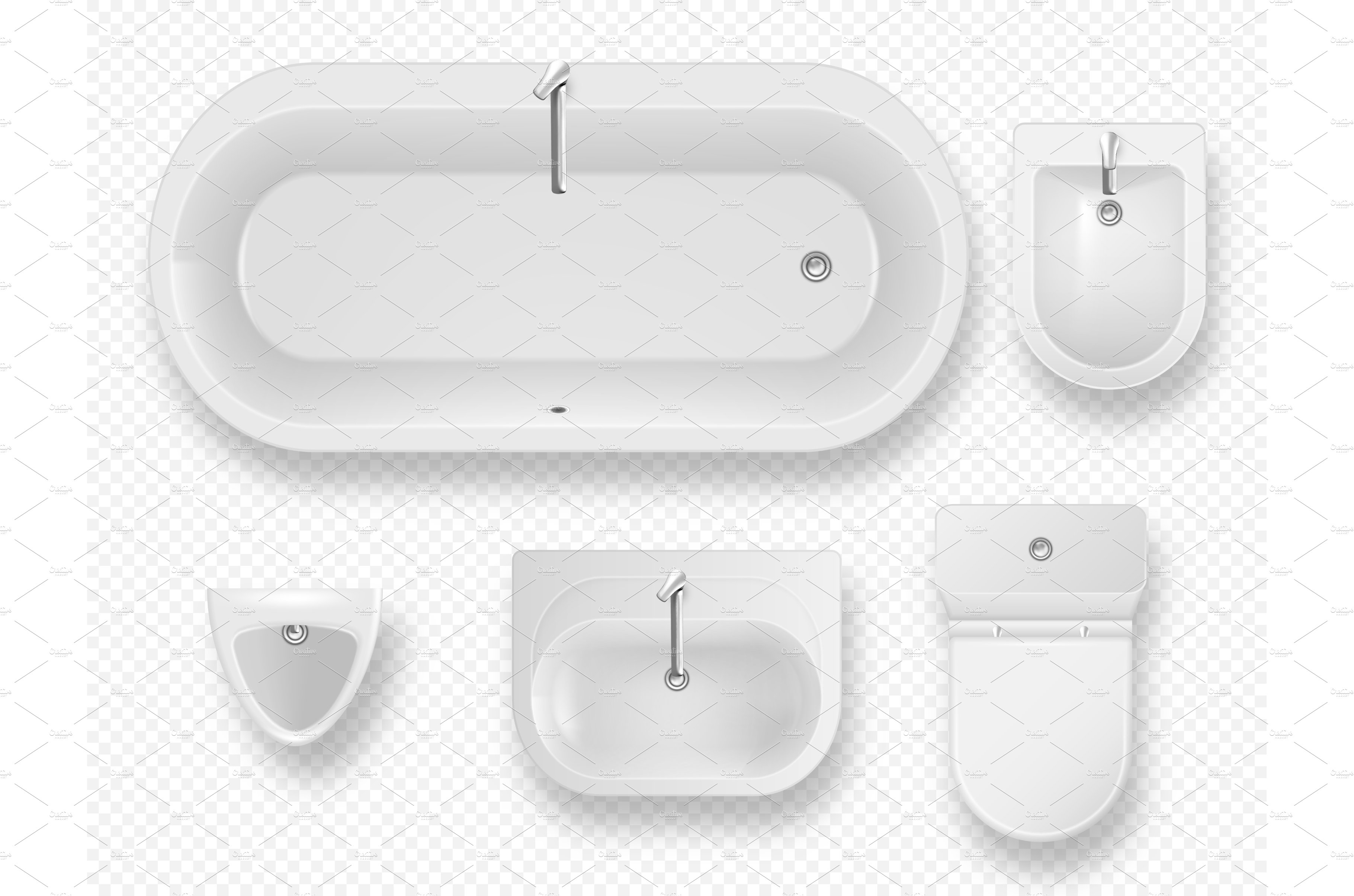 Set of bathroom equipment, modern cover image.