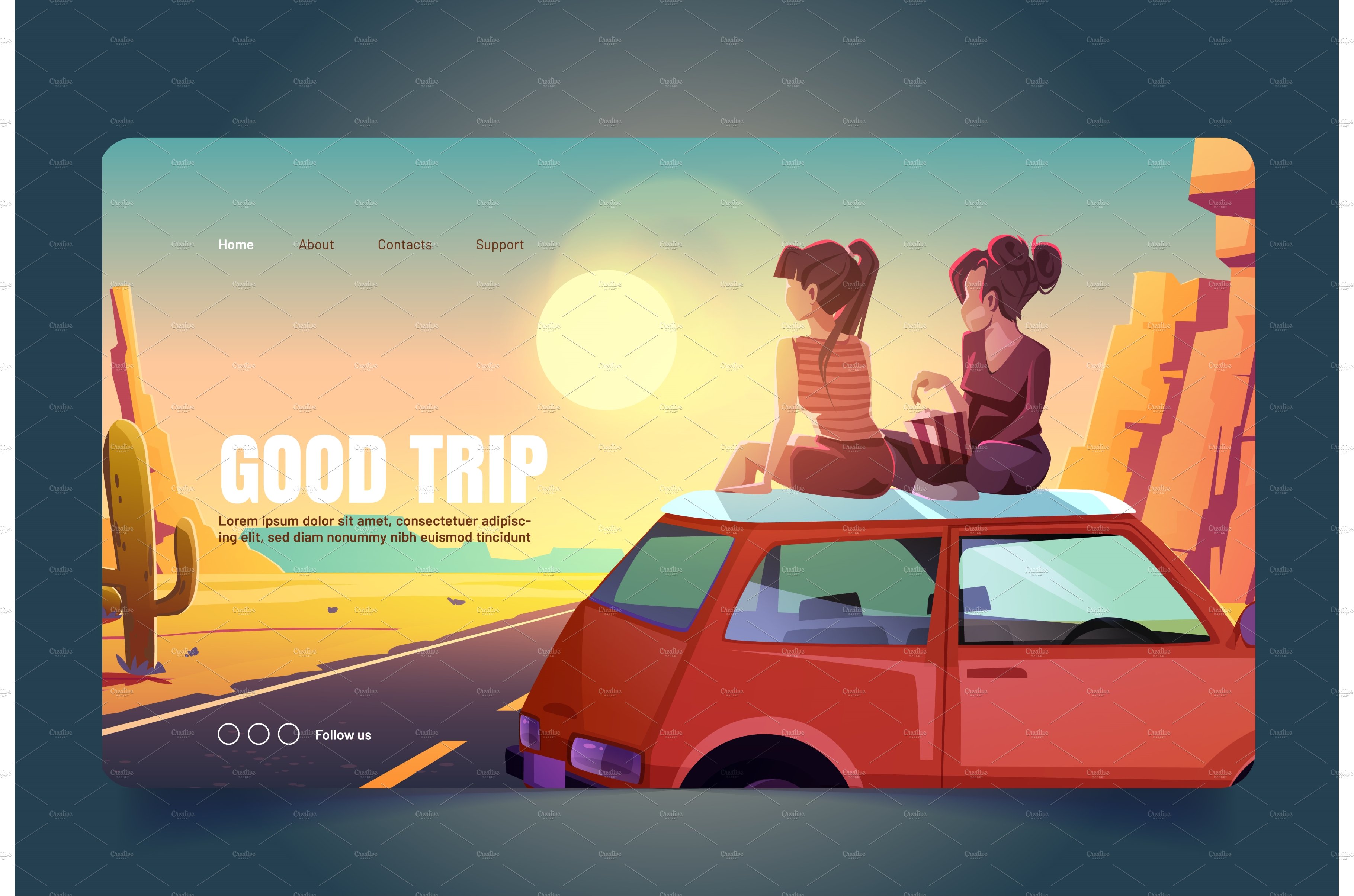 Good trip cartoon landing cover image.