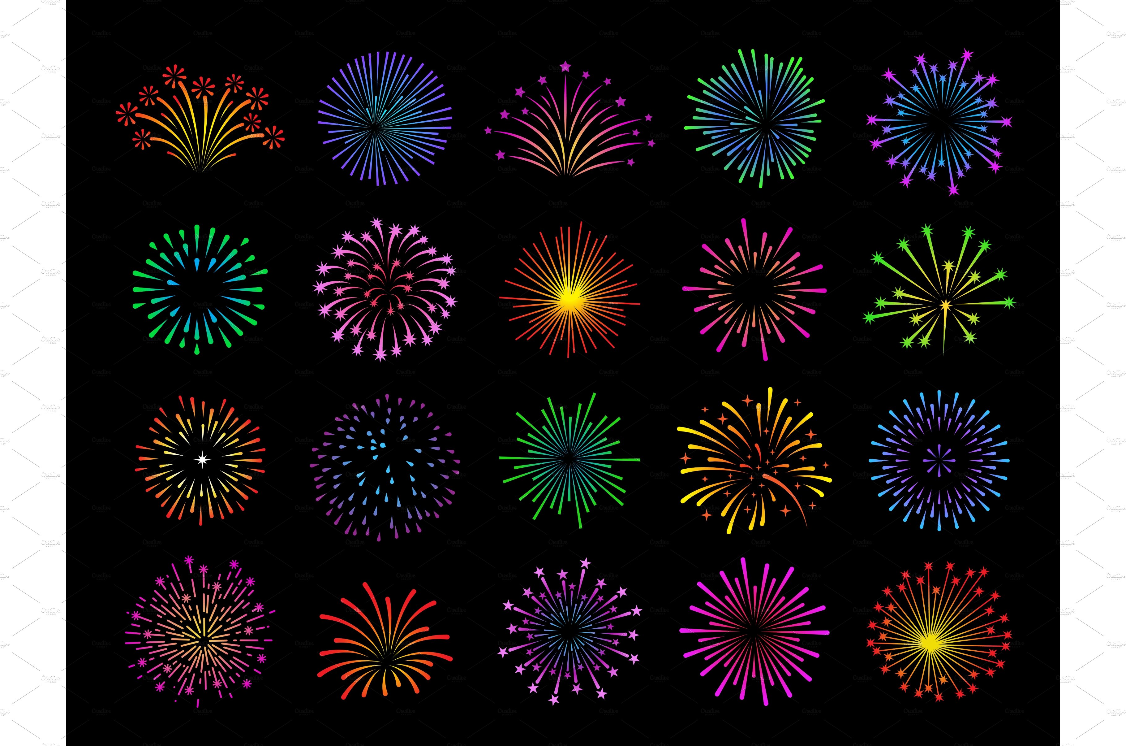 Color fireworks set. Graphic cover image.