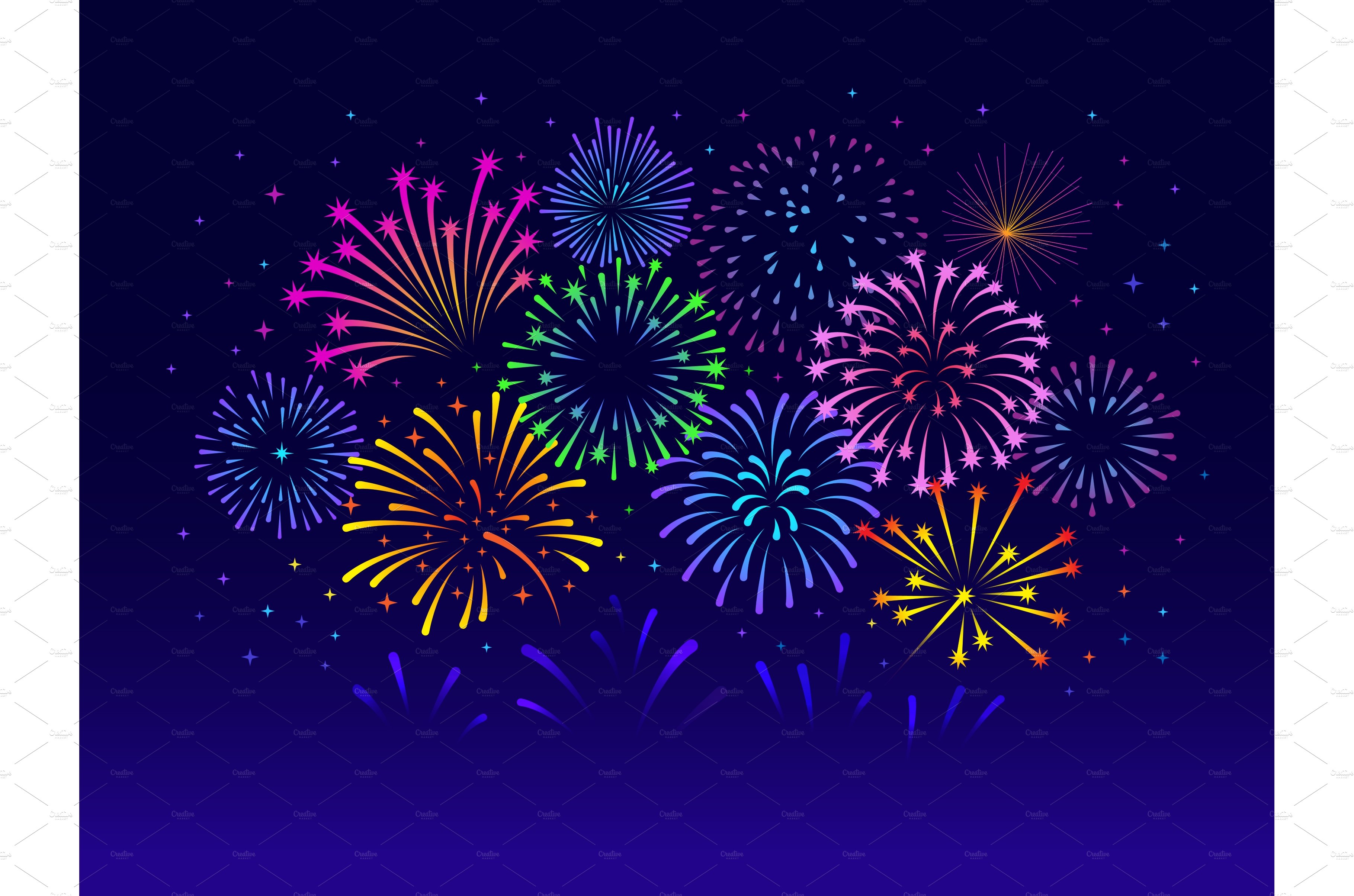 Color fireworks banner. Firework cover image.