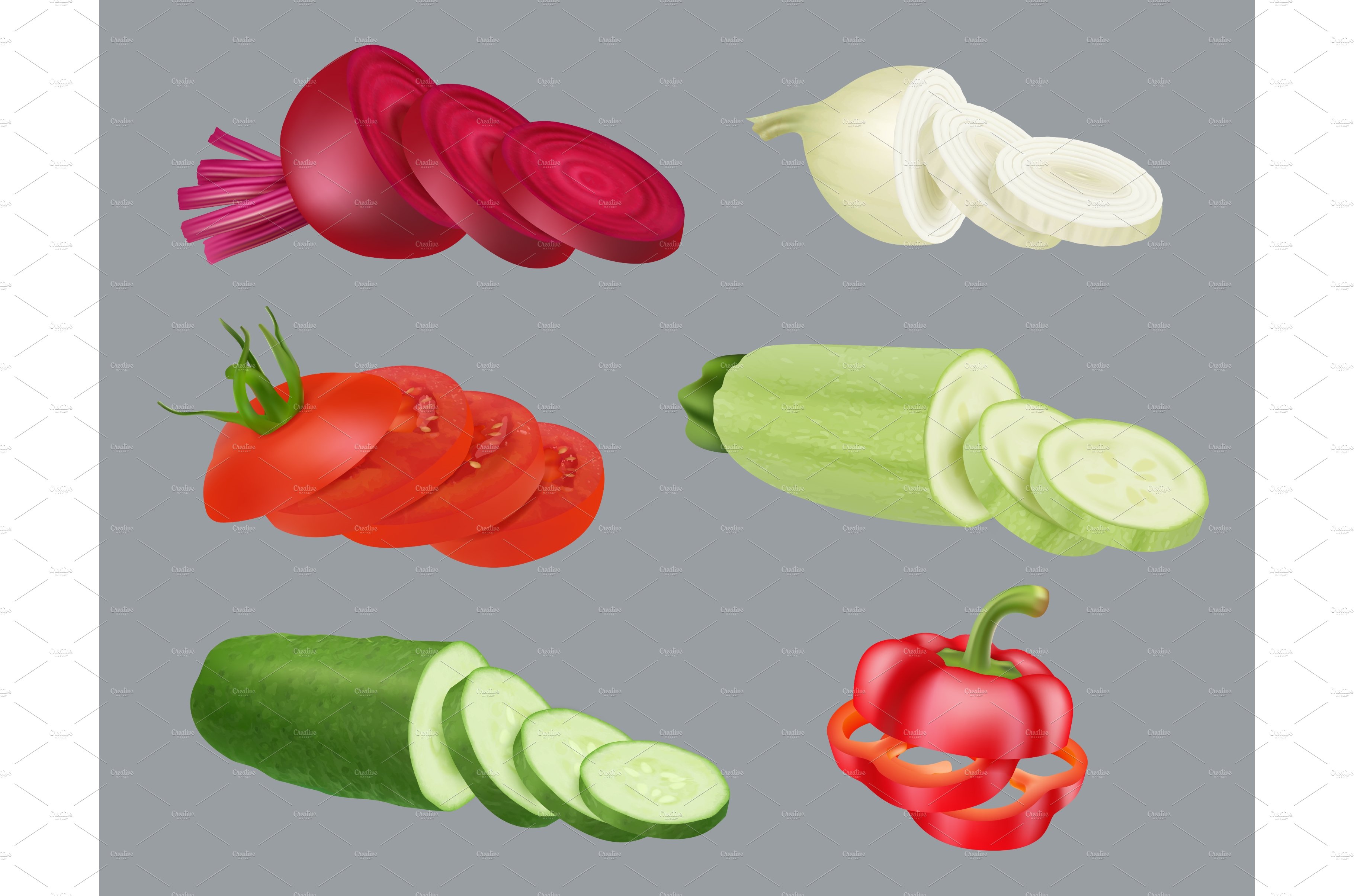 Sliced products. Vegetables cover image.