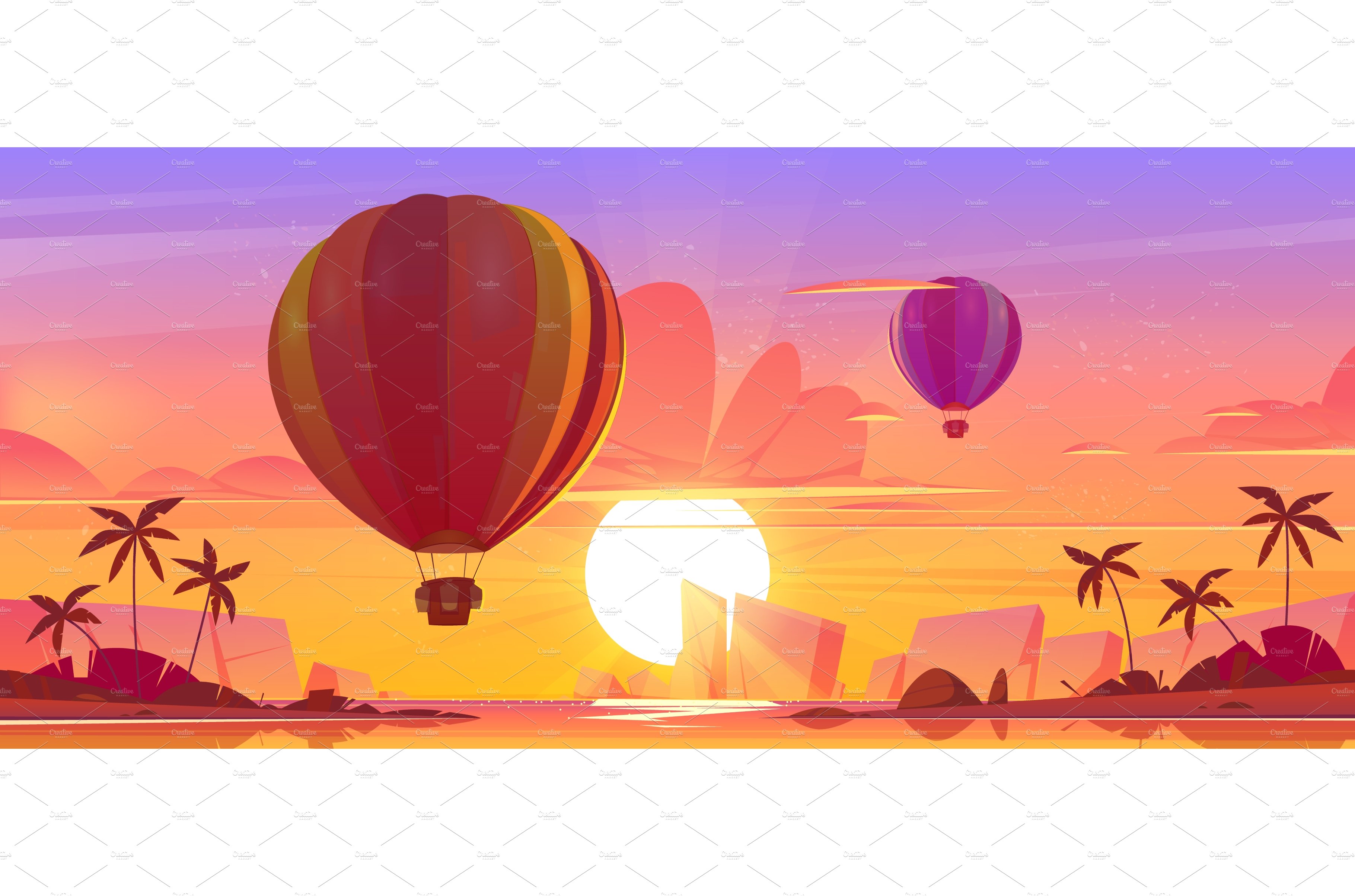 Sea landscape with hot air balloons cover image.