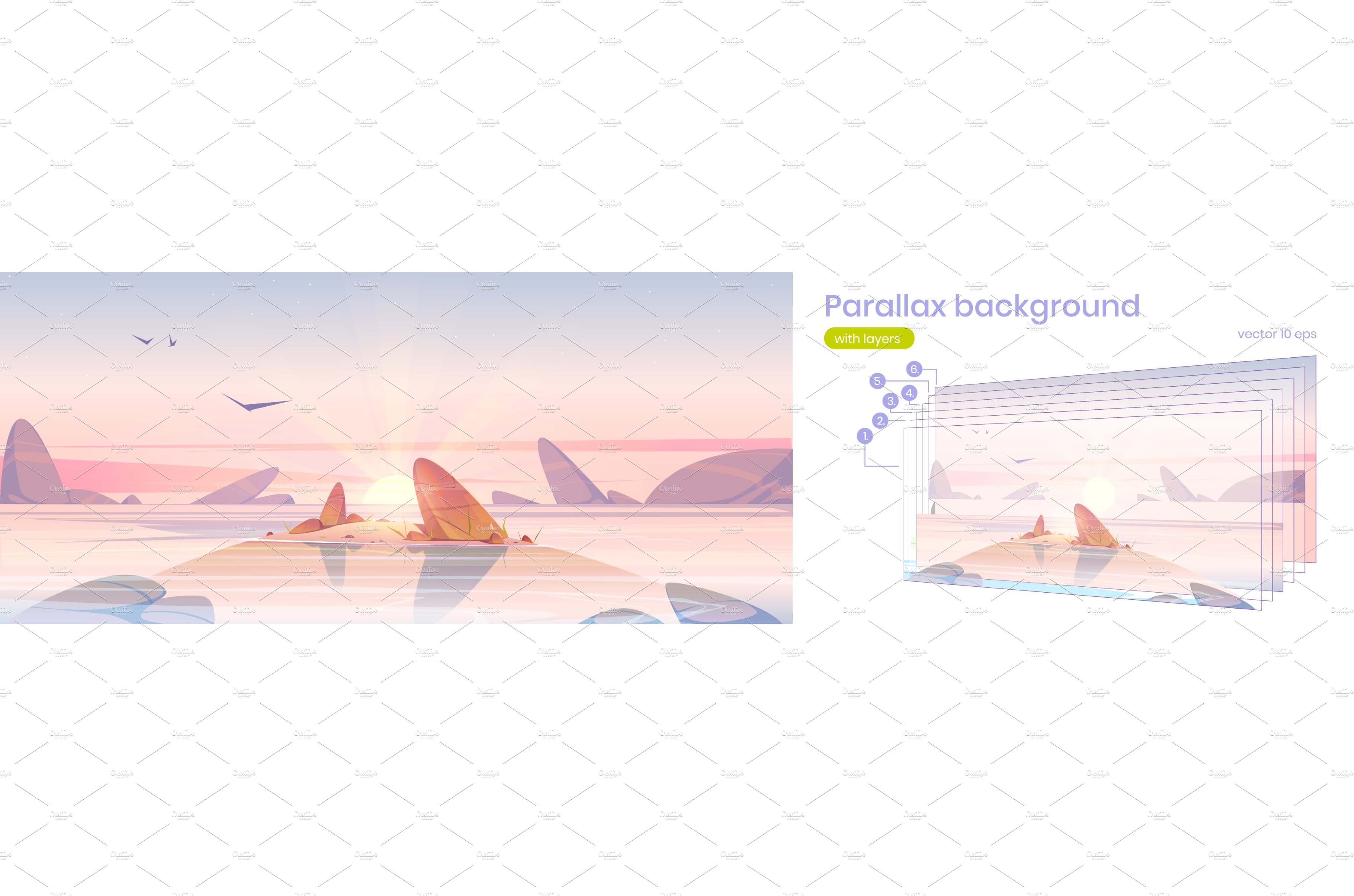 Parallax background with sea beach cover image.