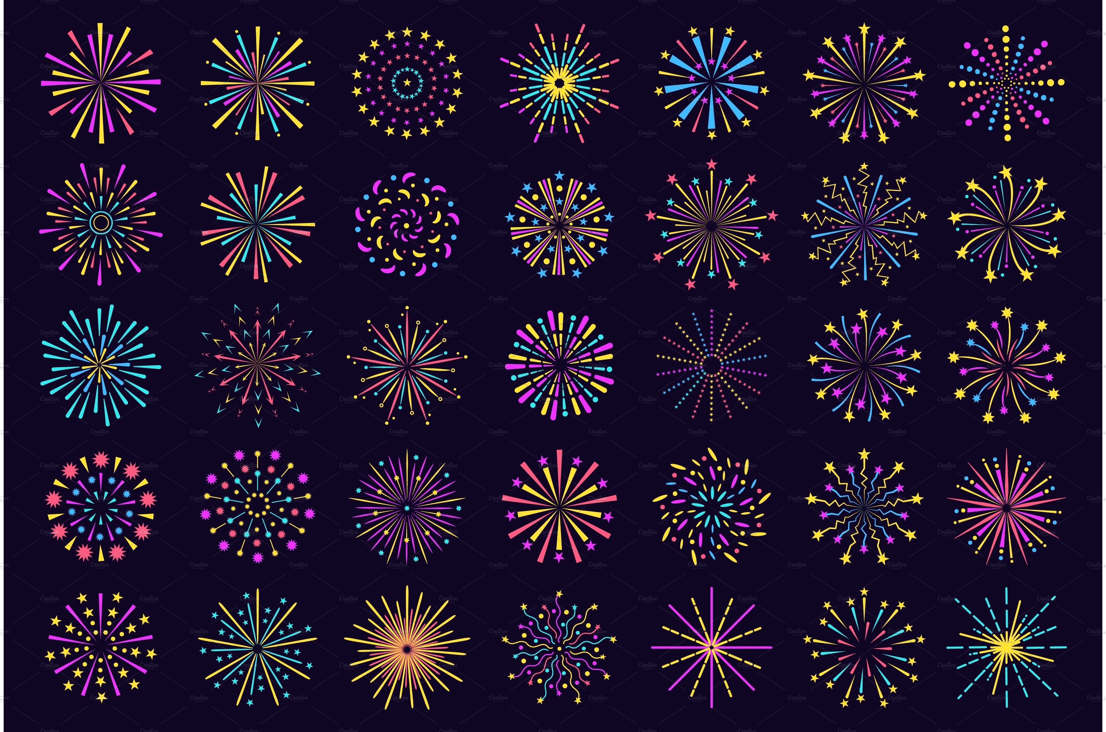 Colorful Fireworks icon, abstract cover image.