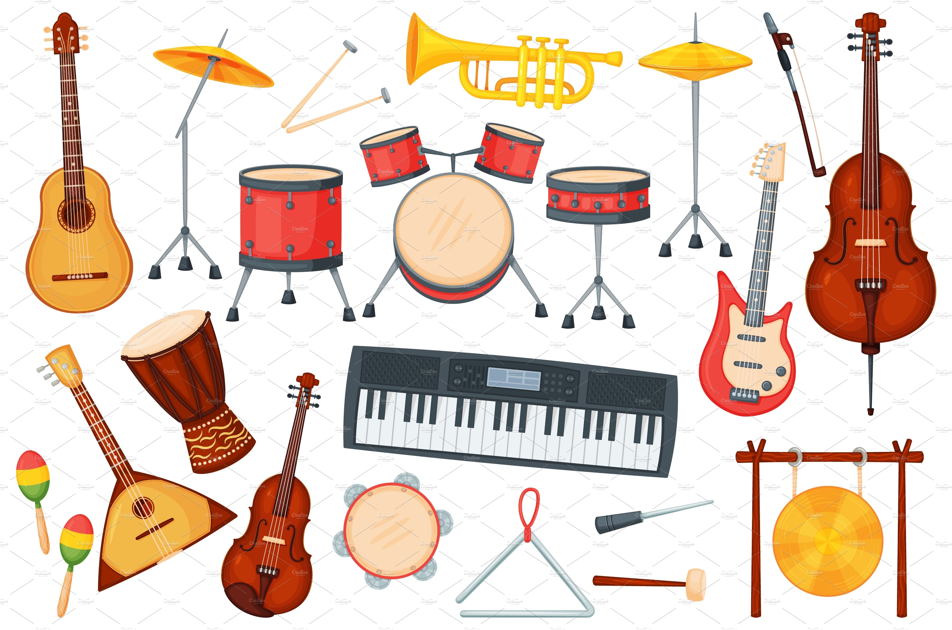 Cartoon music instruments for cover image.