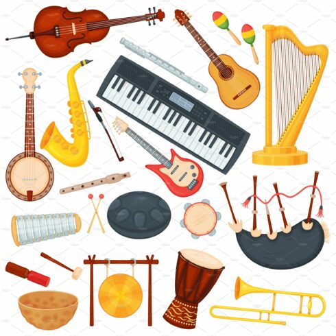 Cartoon musical instruments, classic cover image.