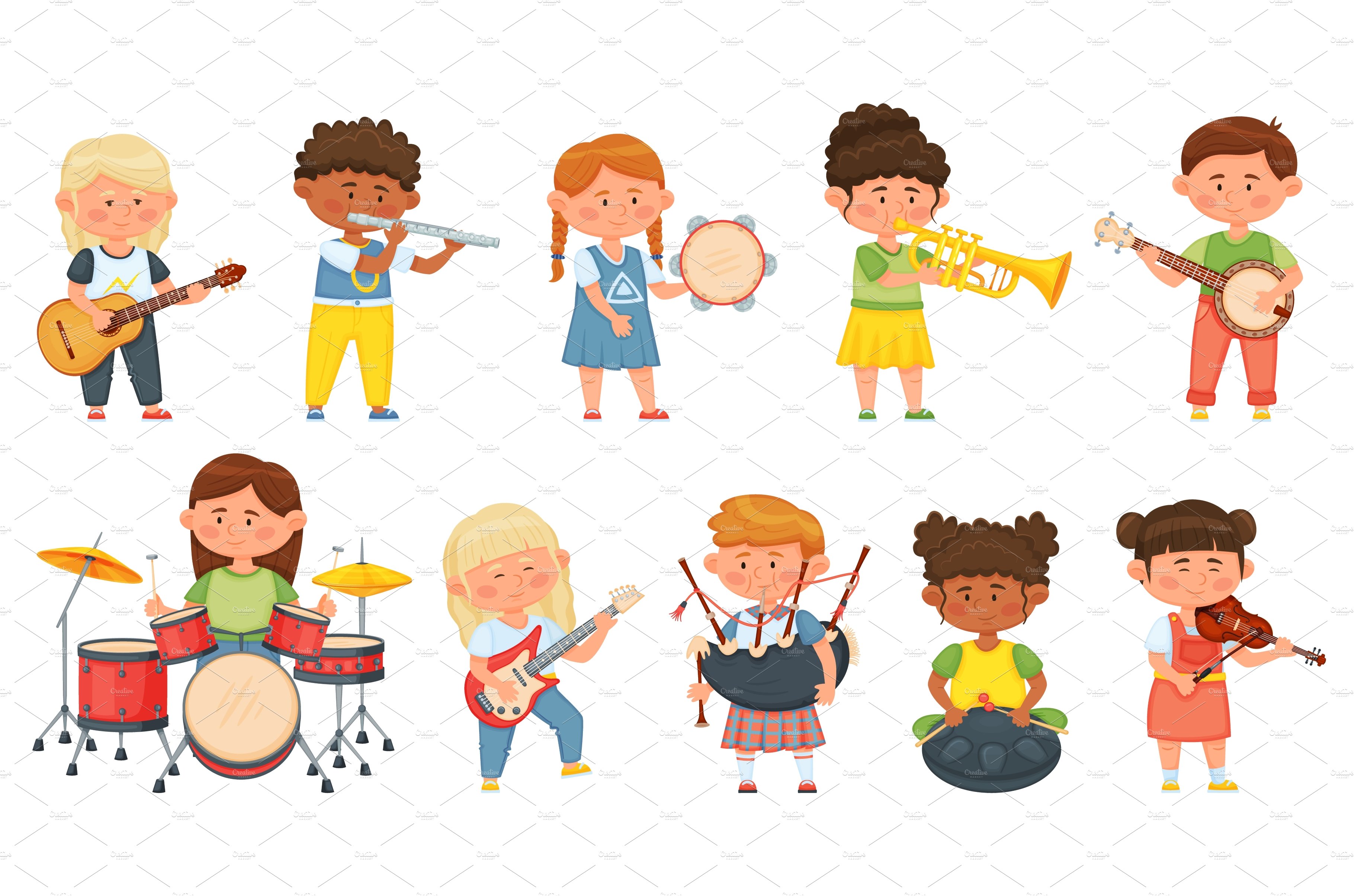 Kids playing musical instruments cover image.
