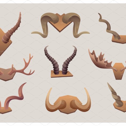 Animal horns. Engraved rams buffalo cover image.