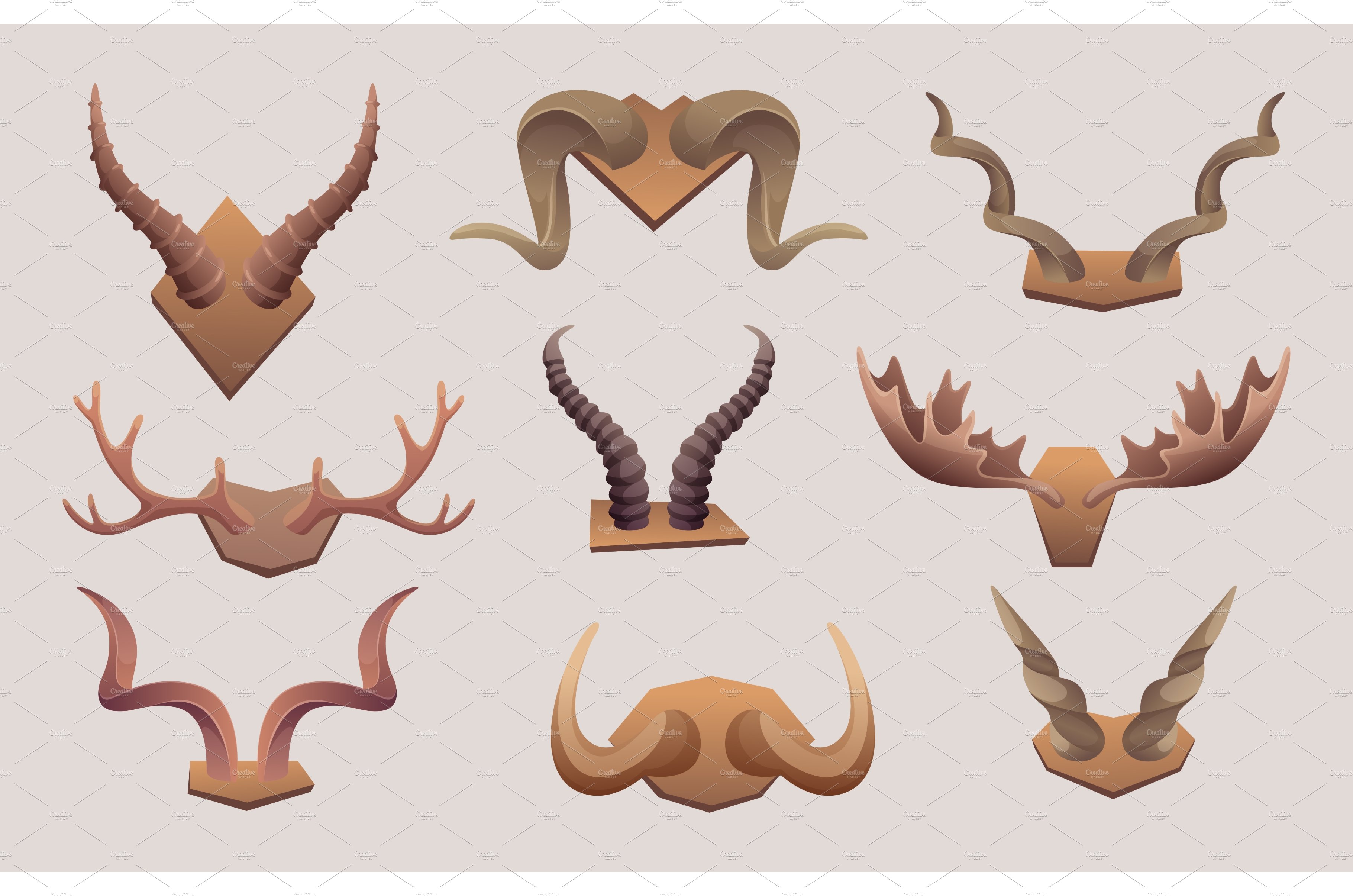 Animal horns. Engraved rams buffalo cover image.