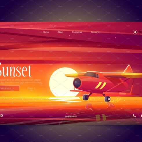 Banner with red airplane fly over cover image.