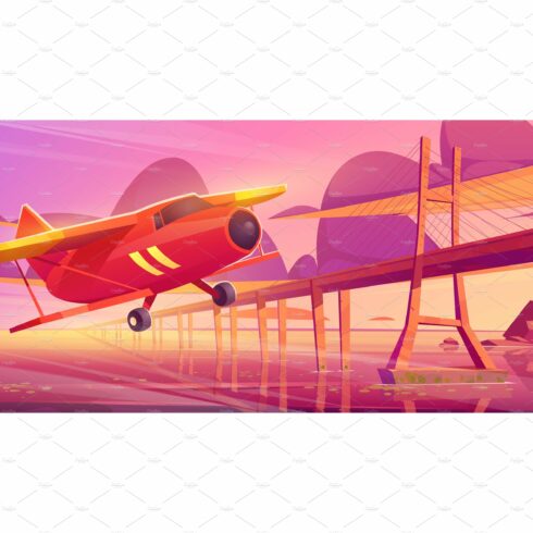 Small airplane flying at sunset cover image.