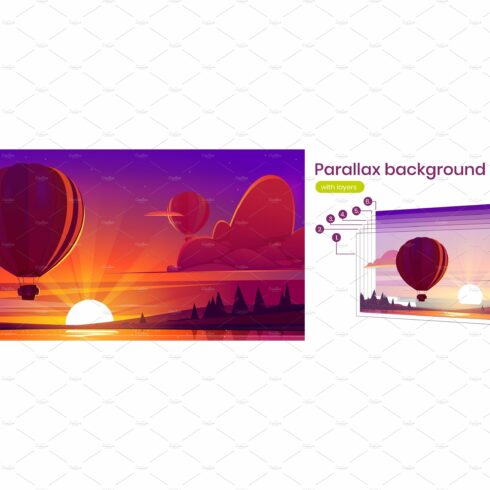 Parallax background with hot air cover image.