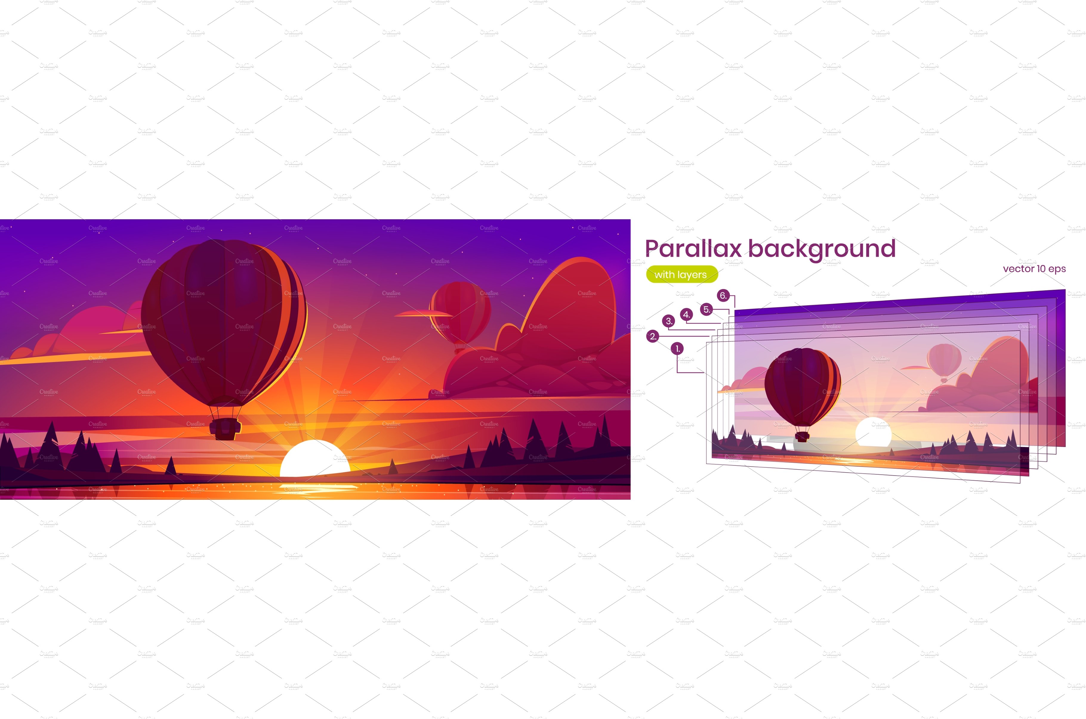 Parallax background with hot air cover image.