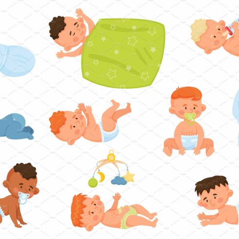 Cartoon babies, cute newborn infants cover image.