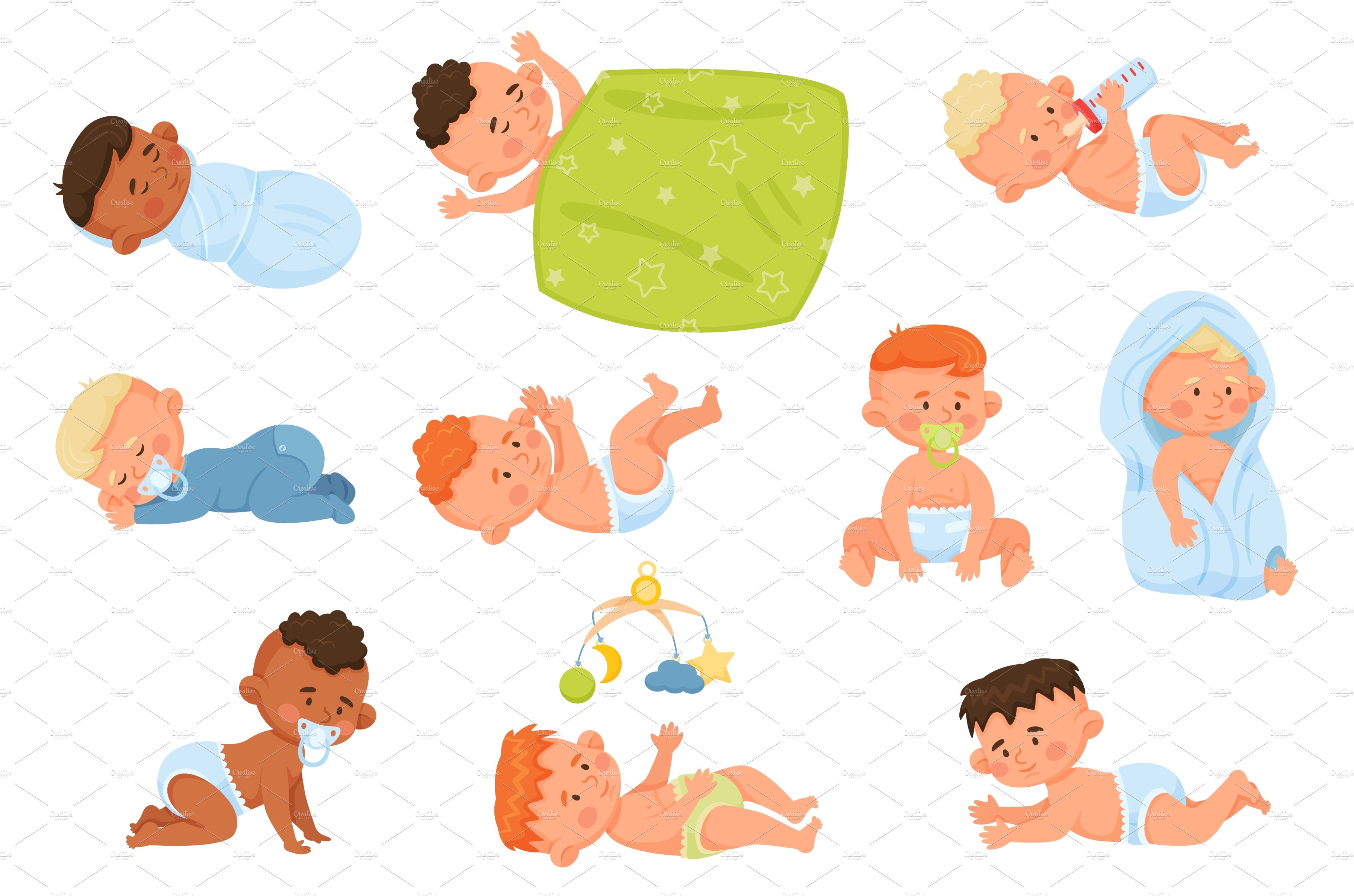 Cartoon babies, cute newborn infants cover image.