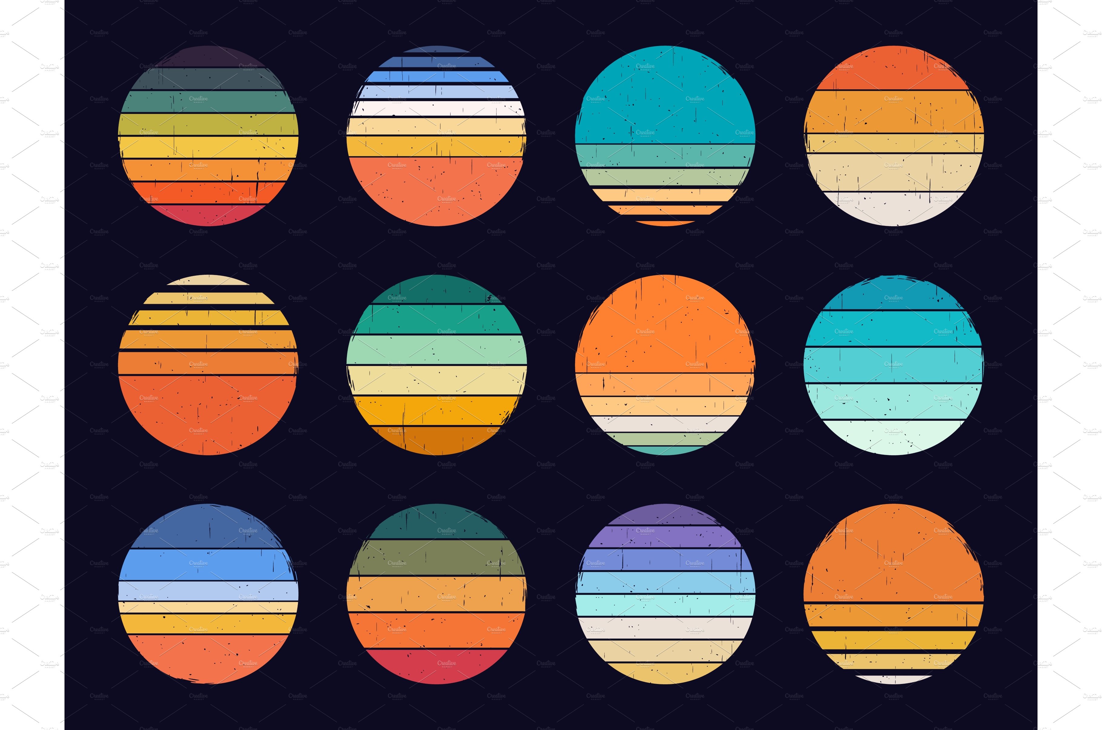 Retro sunset, abstract 80s style cover image.
