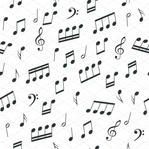 Seamless pattern black notes cover image.