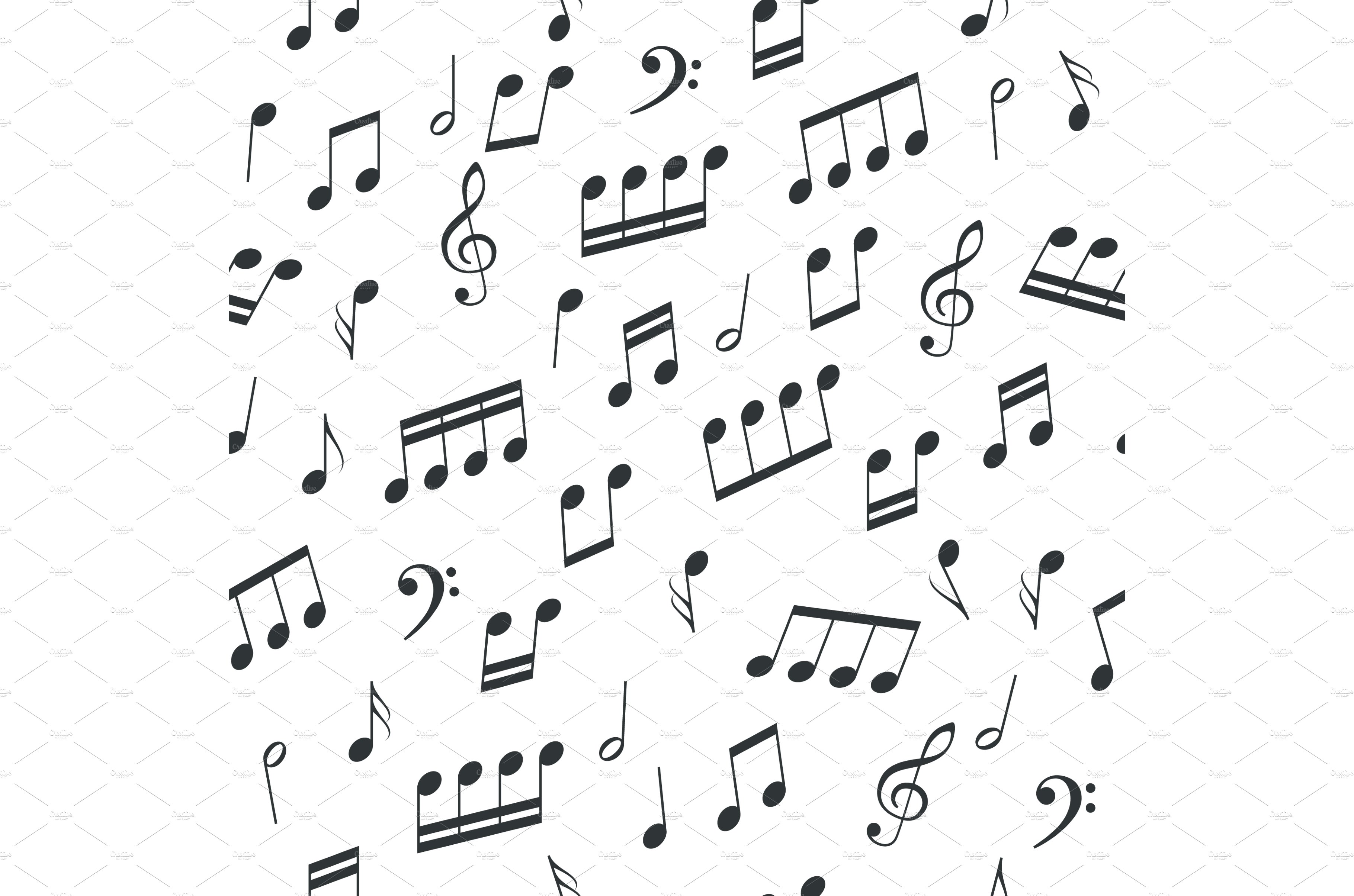 Seamless pattern black notes cover image.