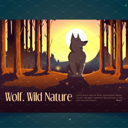 Wild nature banner with wolf in cover image.