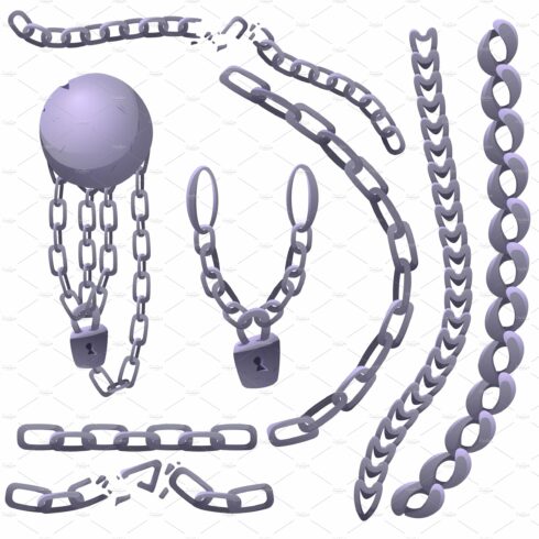 Iron chains, shackles with heavy cover image.