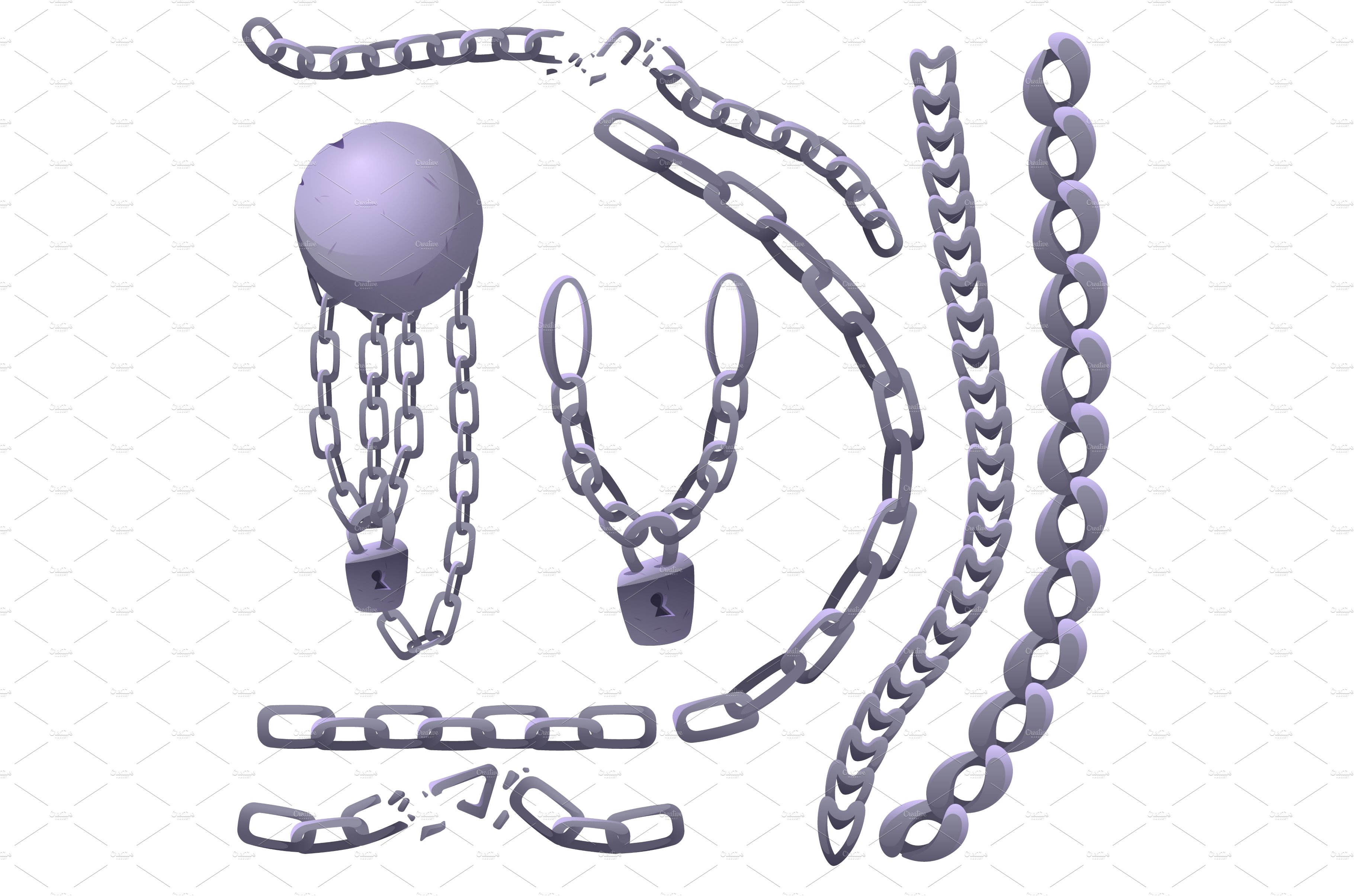 Iron chains, shackles with heavy cover image.
