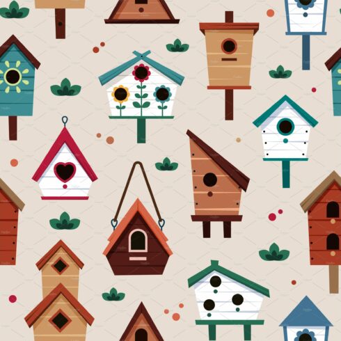 birdhouse pattern. roofing wooden cover image.