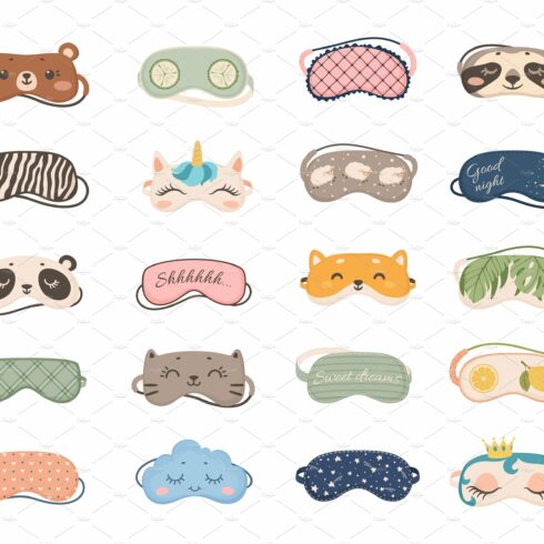 Cute sleeping masks with animals and cover image.