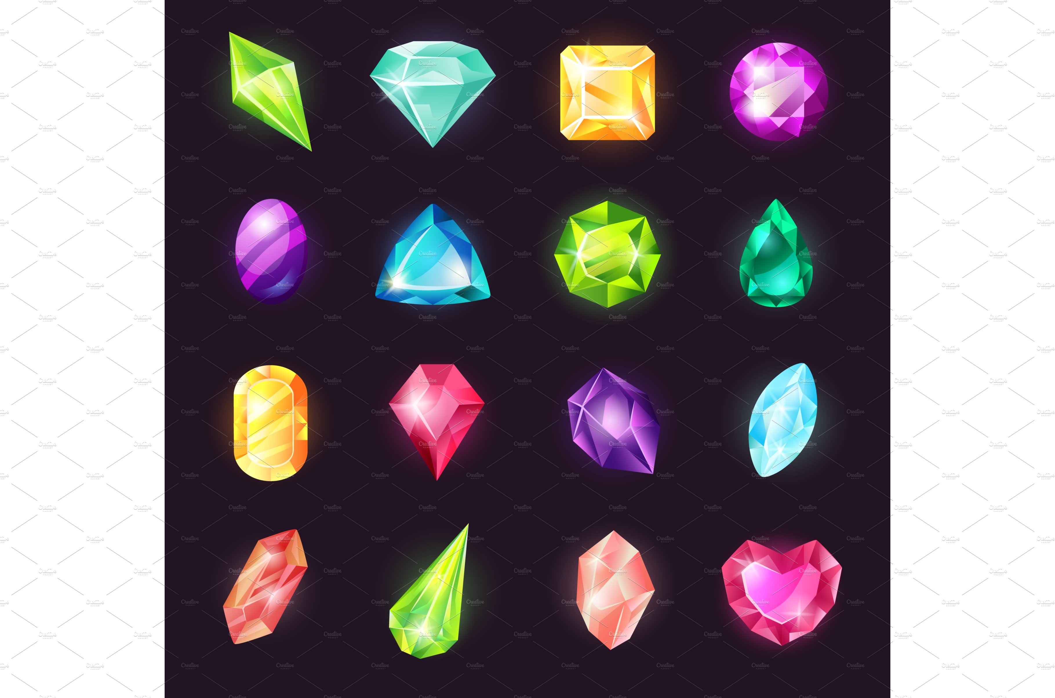 Cartoon gemstones, magic crystals cover image.
