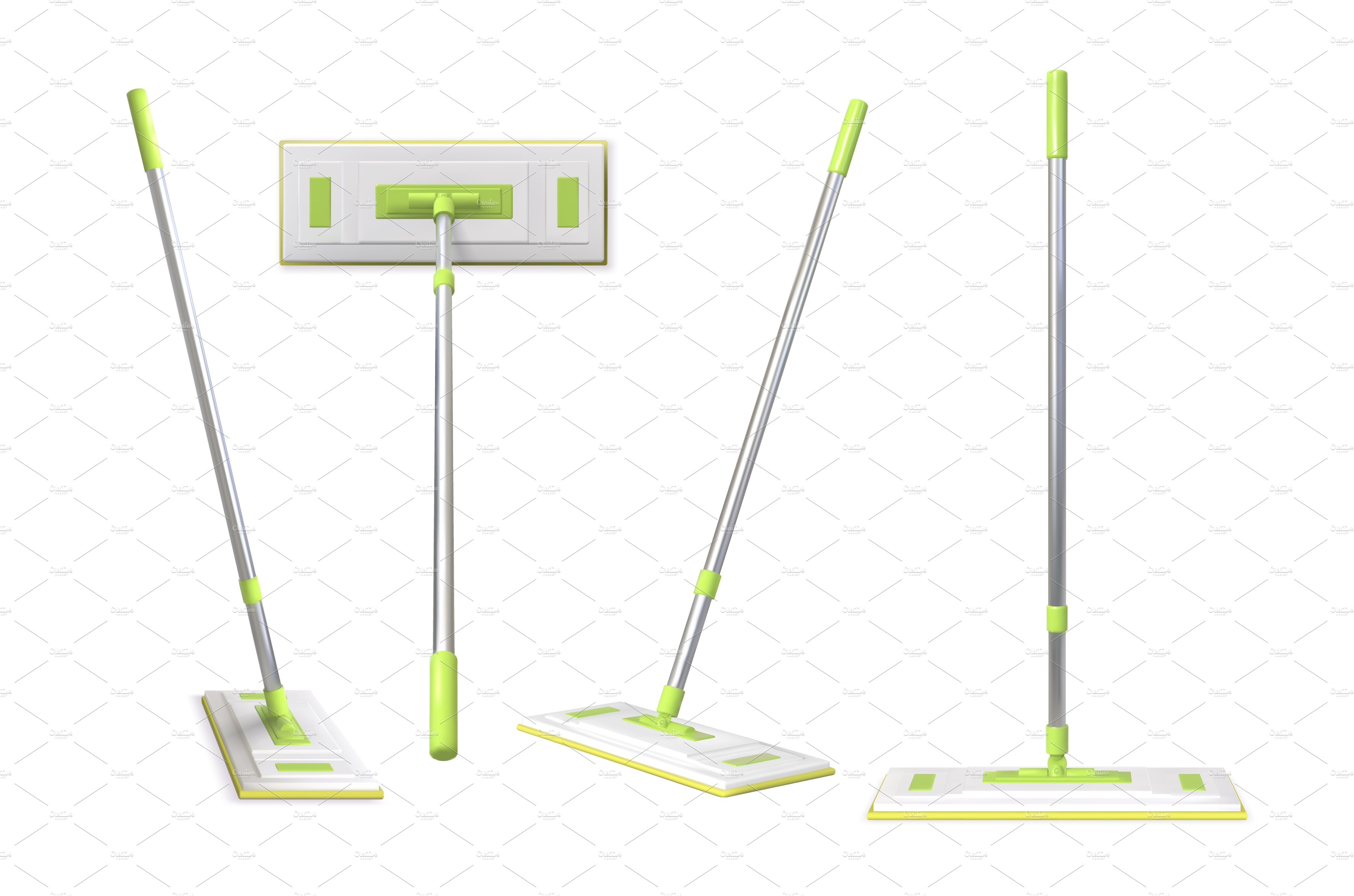Realistic 3d floor cleaning mop with cover image.