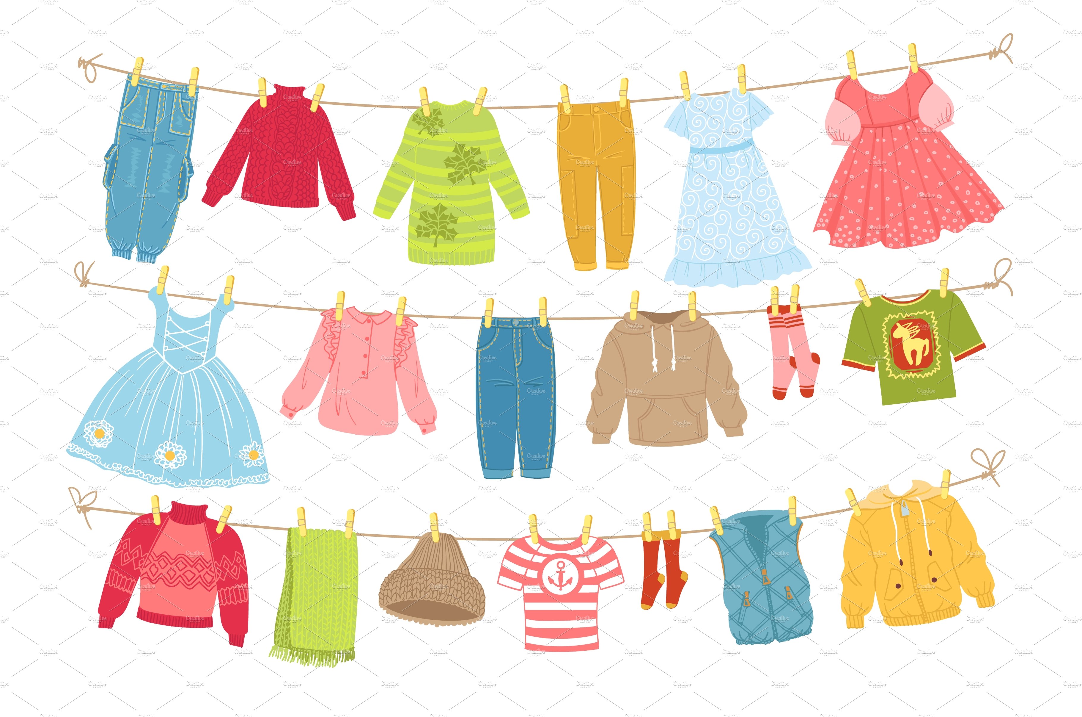 Baby clothes ropes. Washed garment cover image.