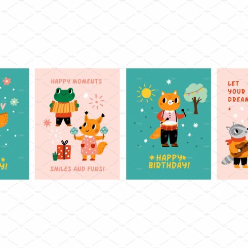Birthday posters with cute animals cover image.