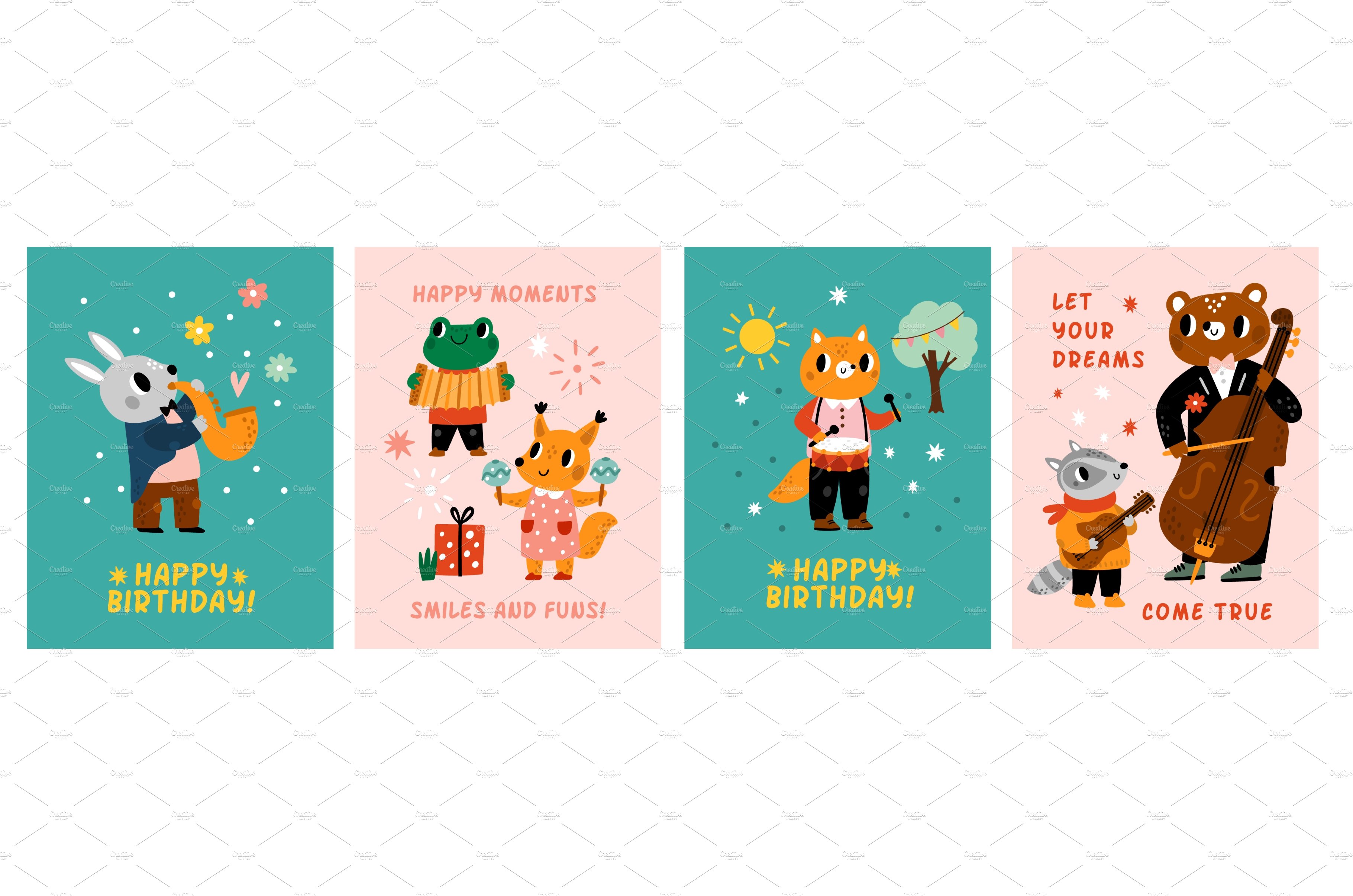 Birthday posters with cute animals cover image.