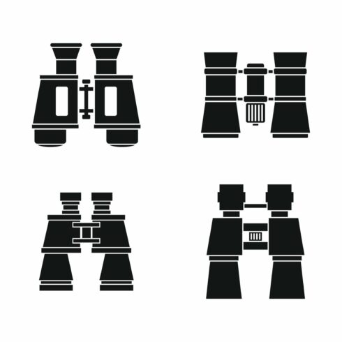 Binoculars icon set, simple style cover image.