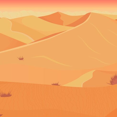 Desert sunset flat illustration cover image.