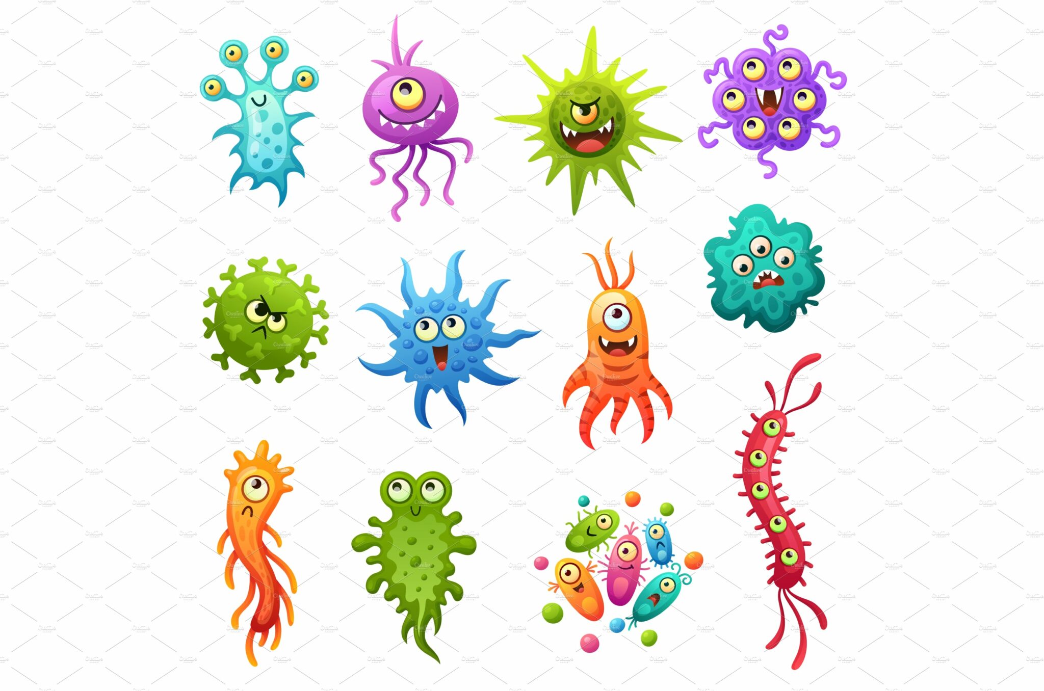 Cartoon viruses. Germs virus – MasterBundles